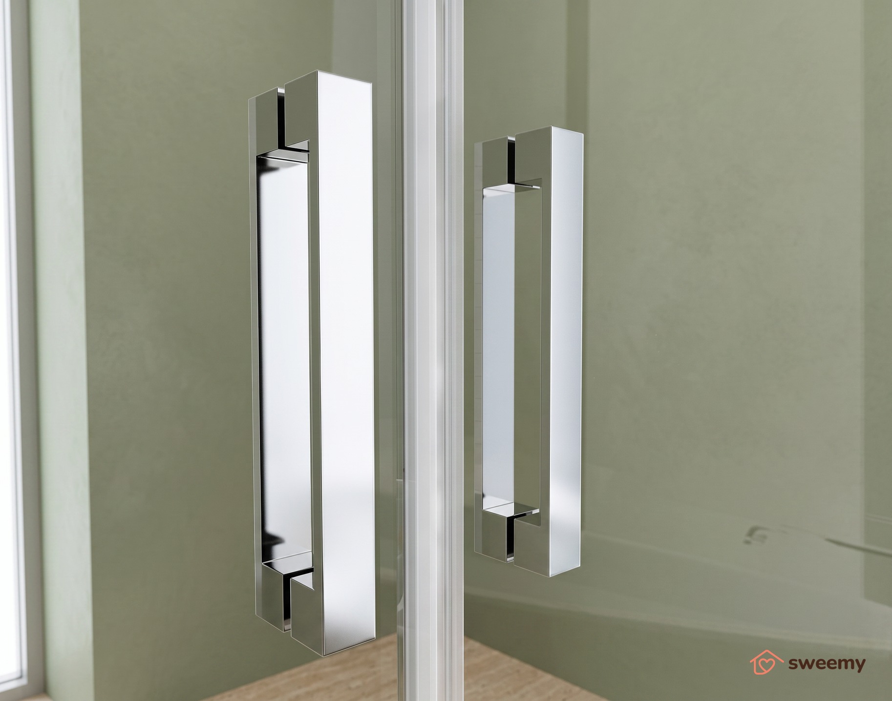Box doccia angolare SWY-Manhattan 2.0, parete fissa + porta scorrevole 4 ante centrale, vetro temperato 6 mm, H 190 cm, cromo - immagine 3
