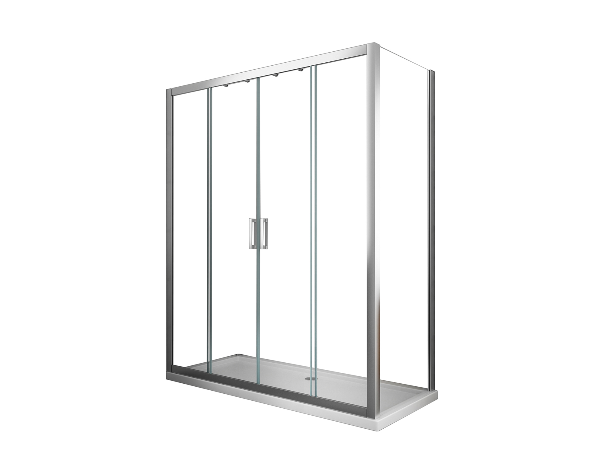 Box doccia angolare SWY-Manhattan 2.0, parete fissa + porta scorrevole 4 ante centrale, vetro temperato 6 mm, H 190 cm, cromo - immagine 5