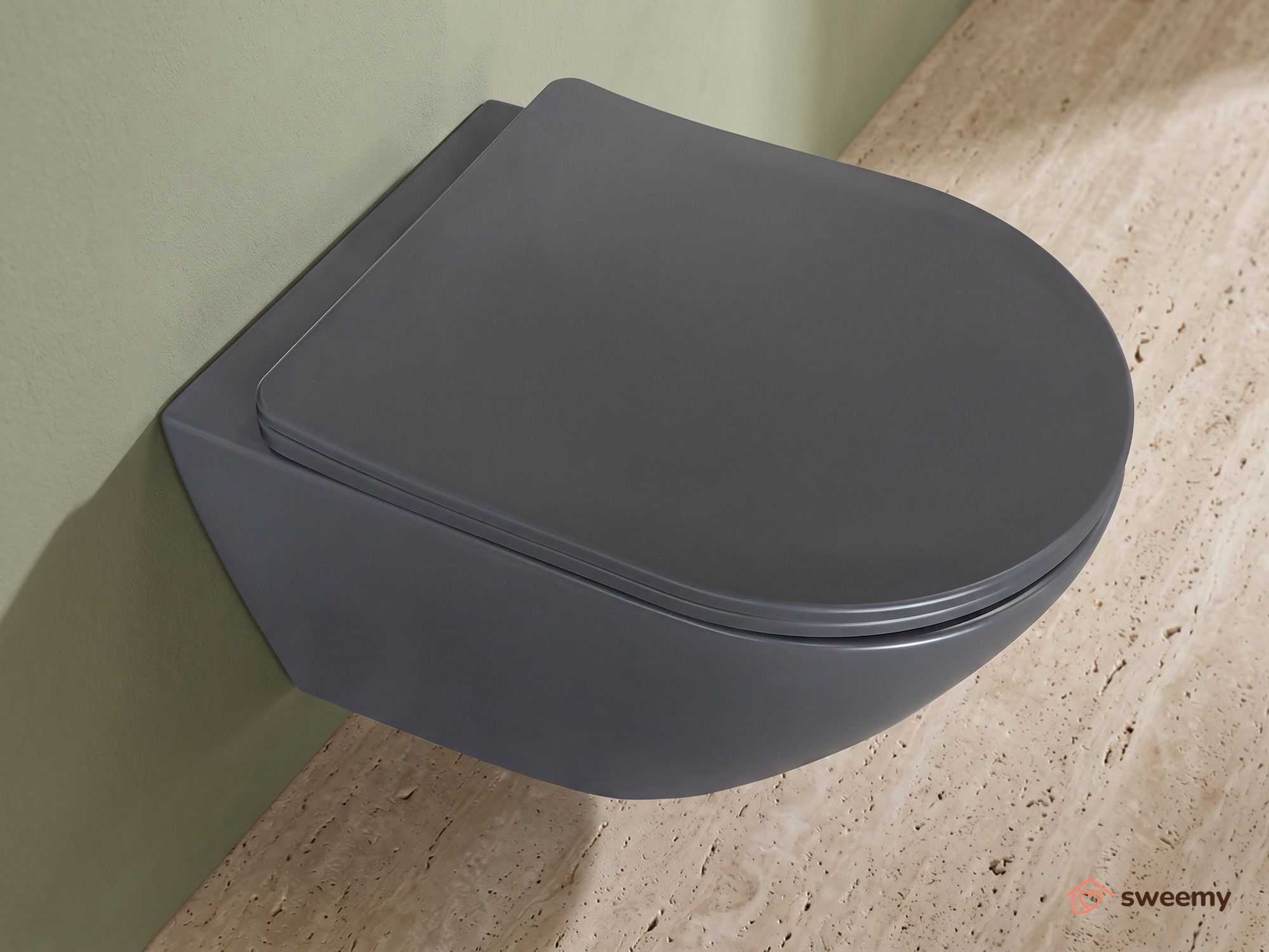 Coppia sanitari sospesi SWY-New Bent, rimless senza brida, dimensioni ridotte, coprivaso soft close - immagine 2