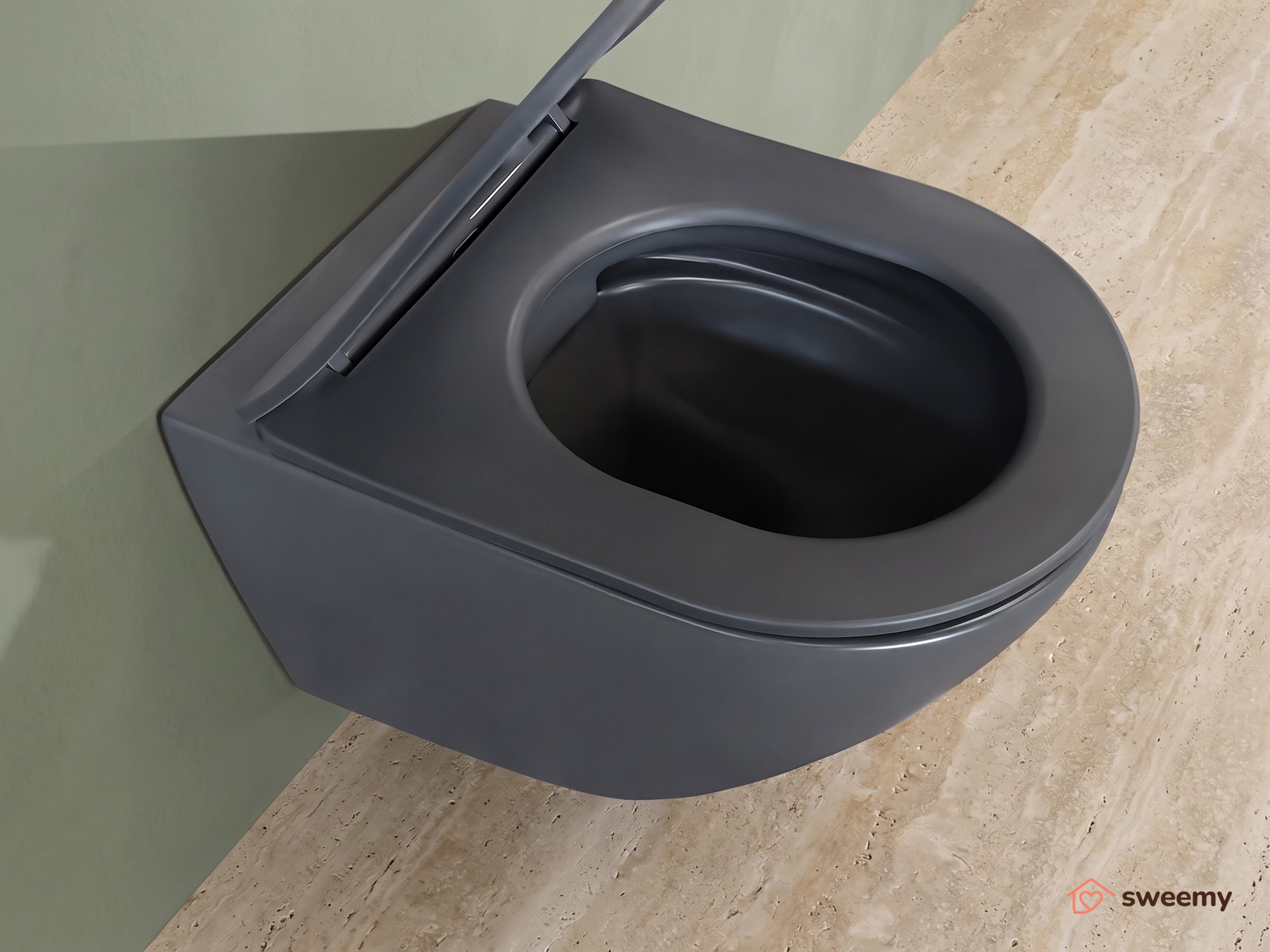 Coppia sanitari sospesi SWY-New Bent, rimless senza brida, dimensioni ridotte, coprivaso soft close - immagine 3