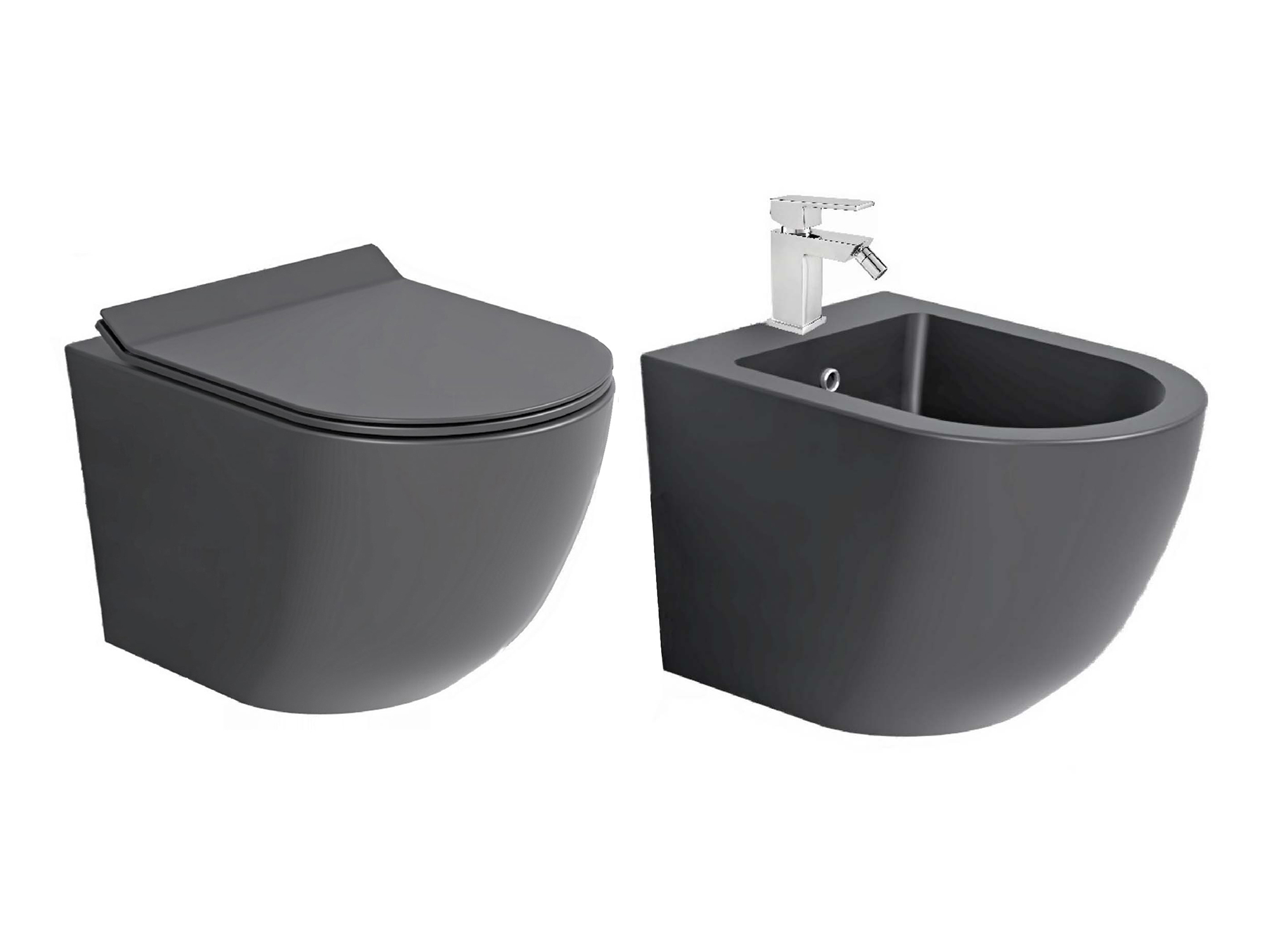 Coppia sanitari sospesi SWY-New Bent, rimless senza brida, dimensioni ridotte, coprivaso soft close - immagine 6