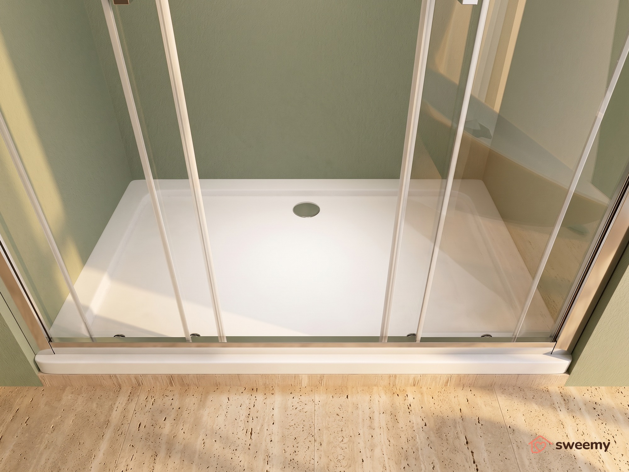 Porta doccia SWY-Manhattan, porta scorrevole 4 ante centrale, per nicchia, vetro temperato 6 mm, H 190 cm, cromo - immagine 2