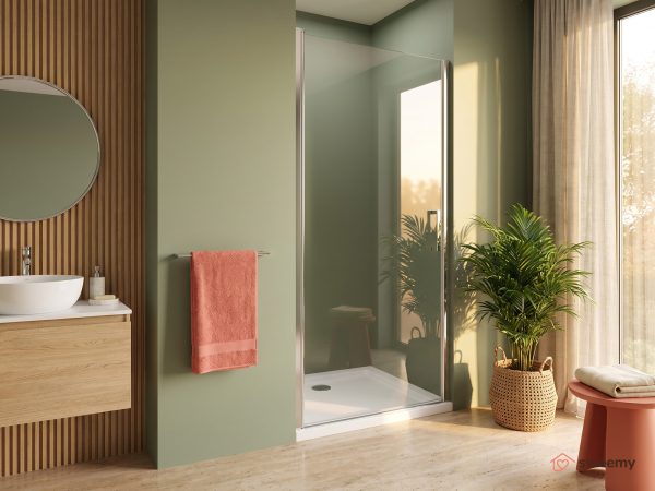 Porta doccia SWY-Houston, porta battente, per nicchia, reversibile, easy-clean, vetro temperato 8 mm, H 200 cm, cromo