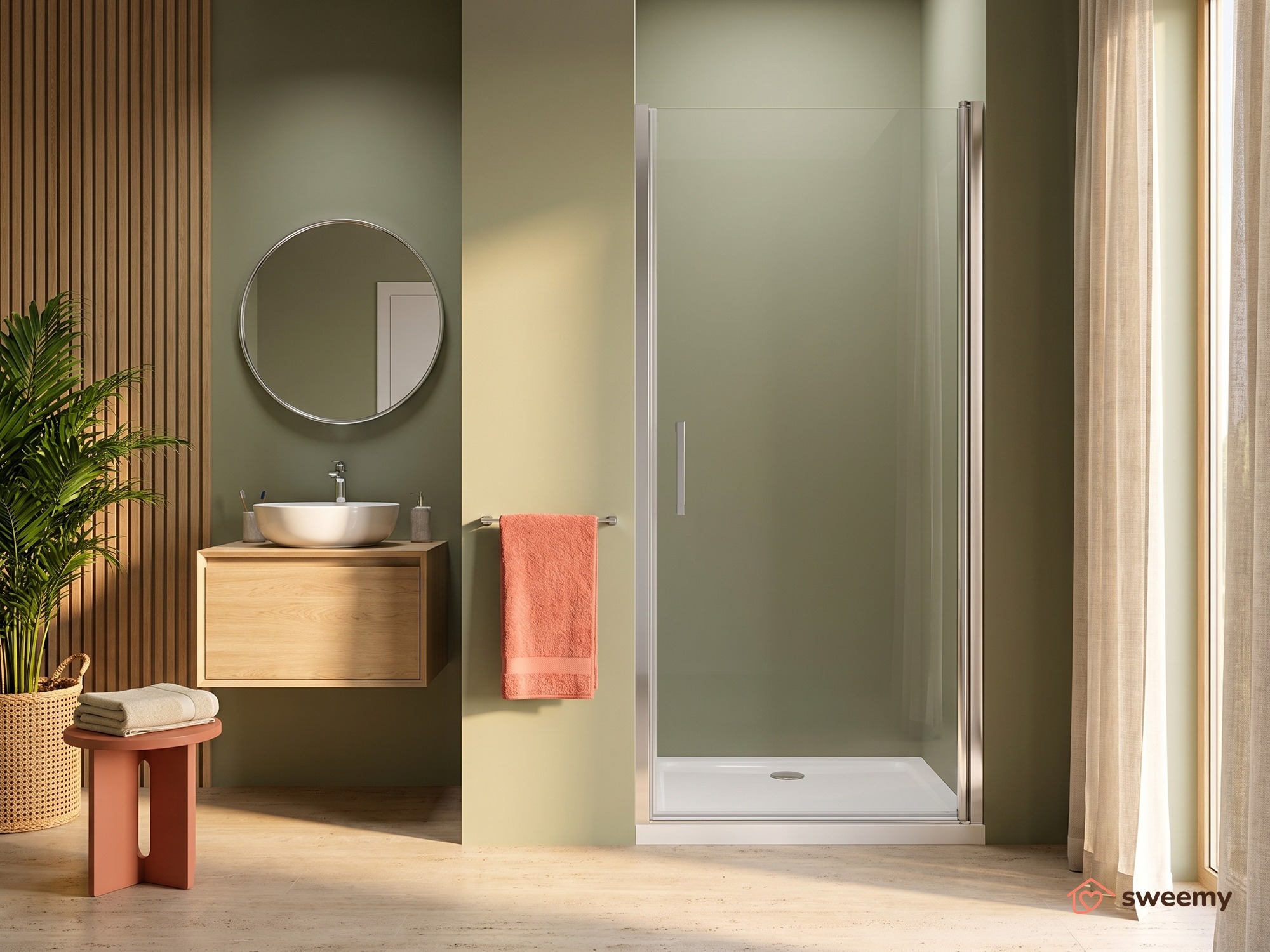 Porta doccia SWY-Houston, porta battente, per nicchia, reversibile, easy-clean, vetro temperato 8 mm, H 200 cm, cromo - immagine 2