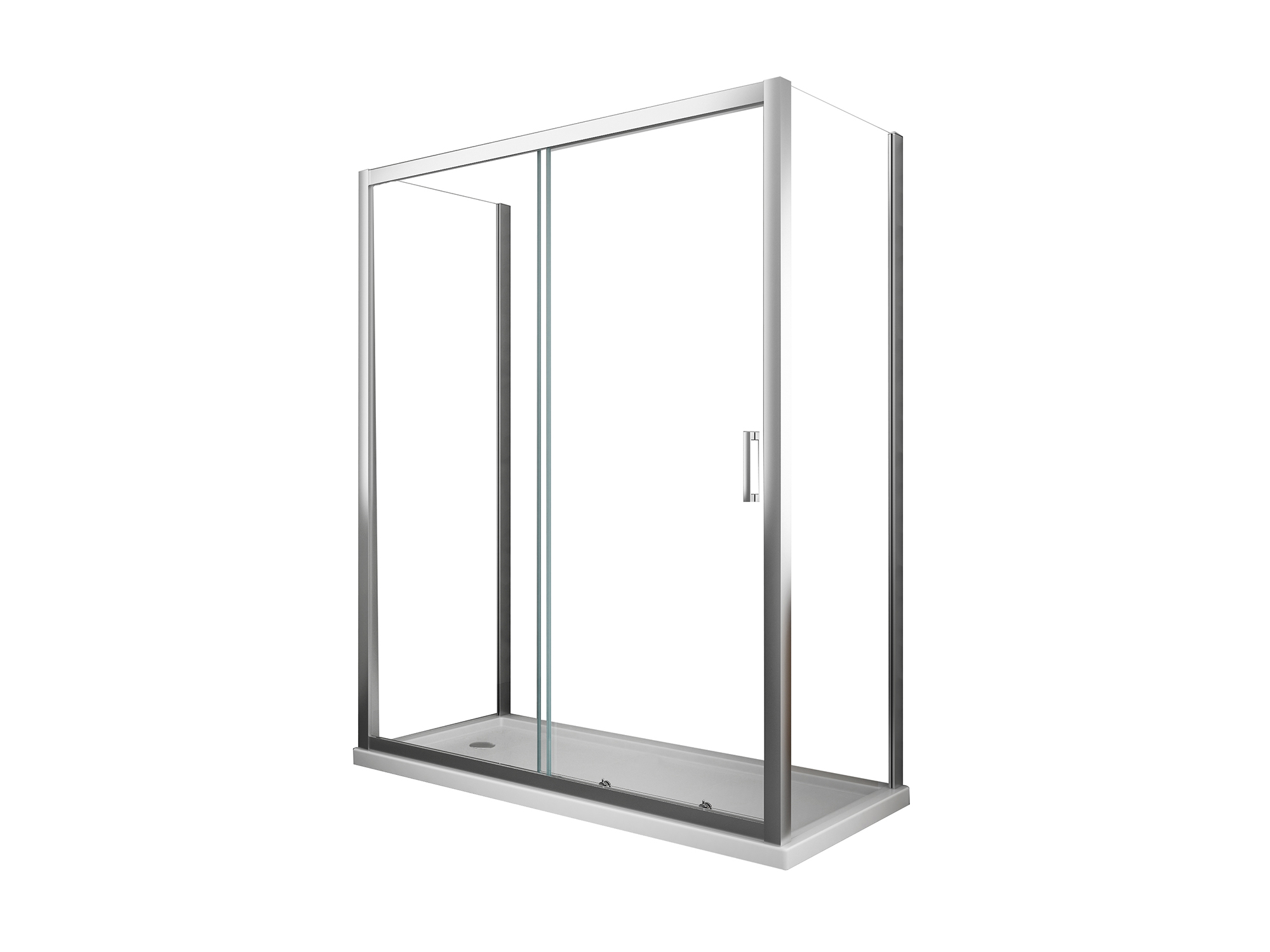 Box doccia angolare SWY-Seattle 3.0, 3 lati, 2 pareti fisse + porta scorrevole, vetro temperato 6 mm, H 190 cm, cromo - immagine 5