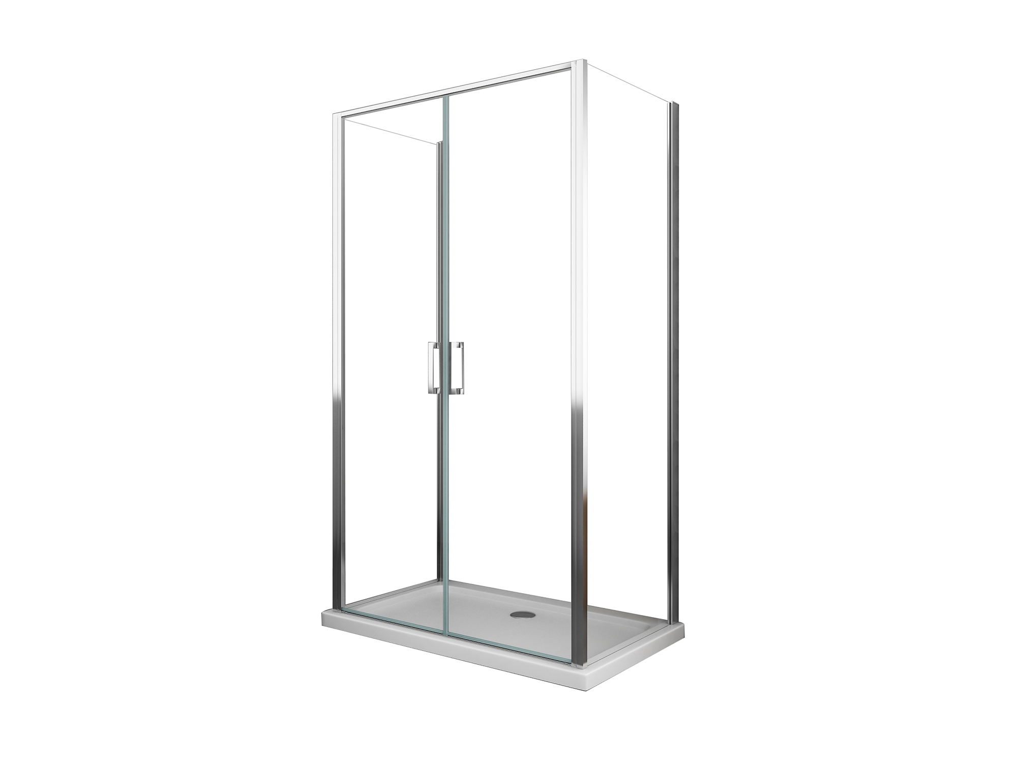 Box doccia angolare SWY-Texas 3.0, 3 lati, 2 pareti fisse + porta battente saloon, vetro temperato 6 mm, H 190 cm, cromo - immagine 6