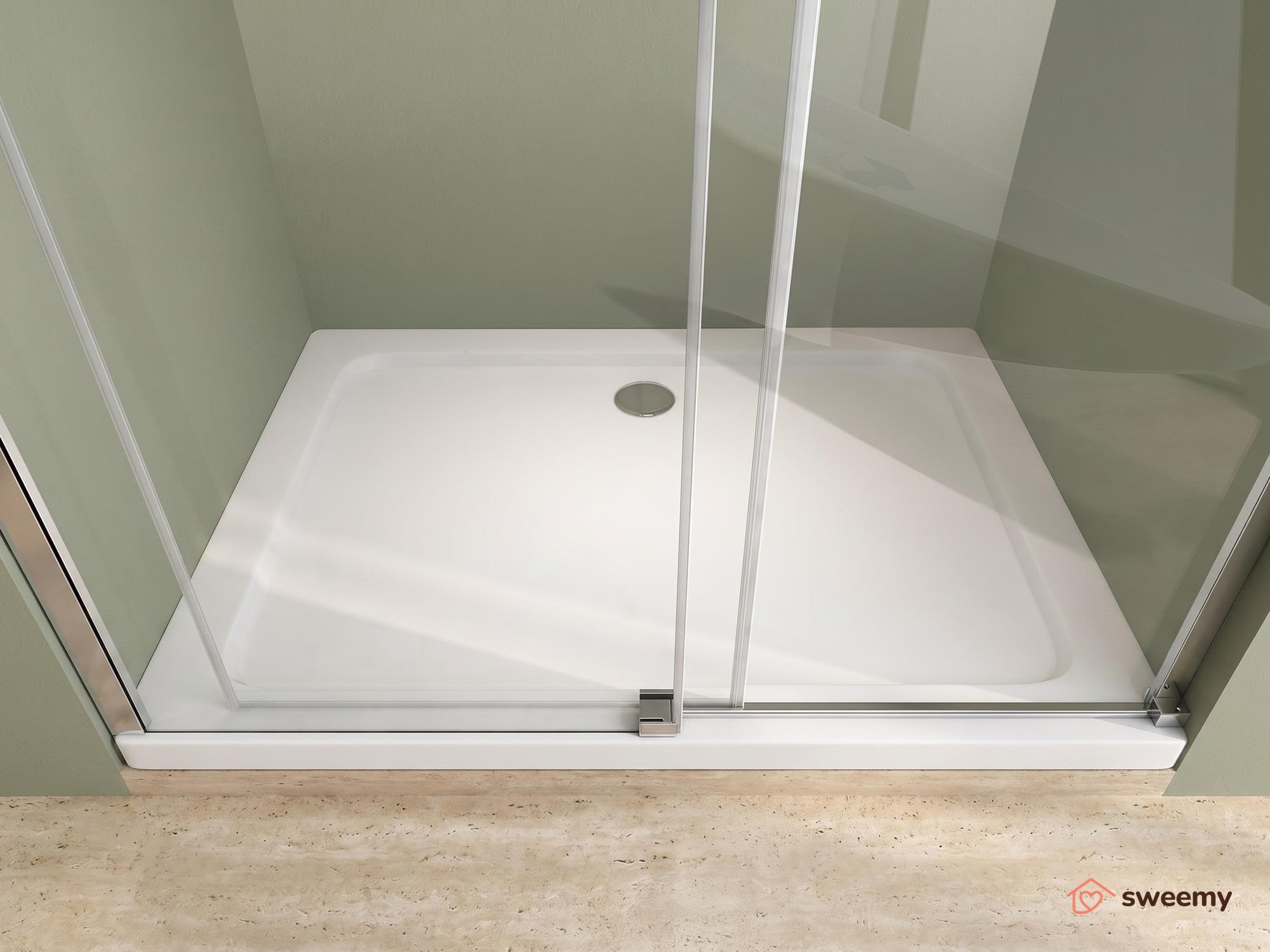 Porta doccia SWY-Boston, porta scorrevole, per nicchia, reversibile e regolabile, vetro temperato 8 mm, H 190 cm, cromo - immagine 2