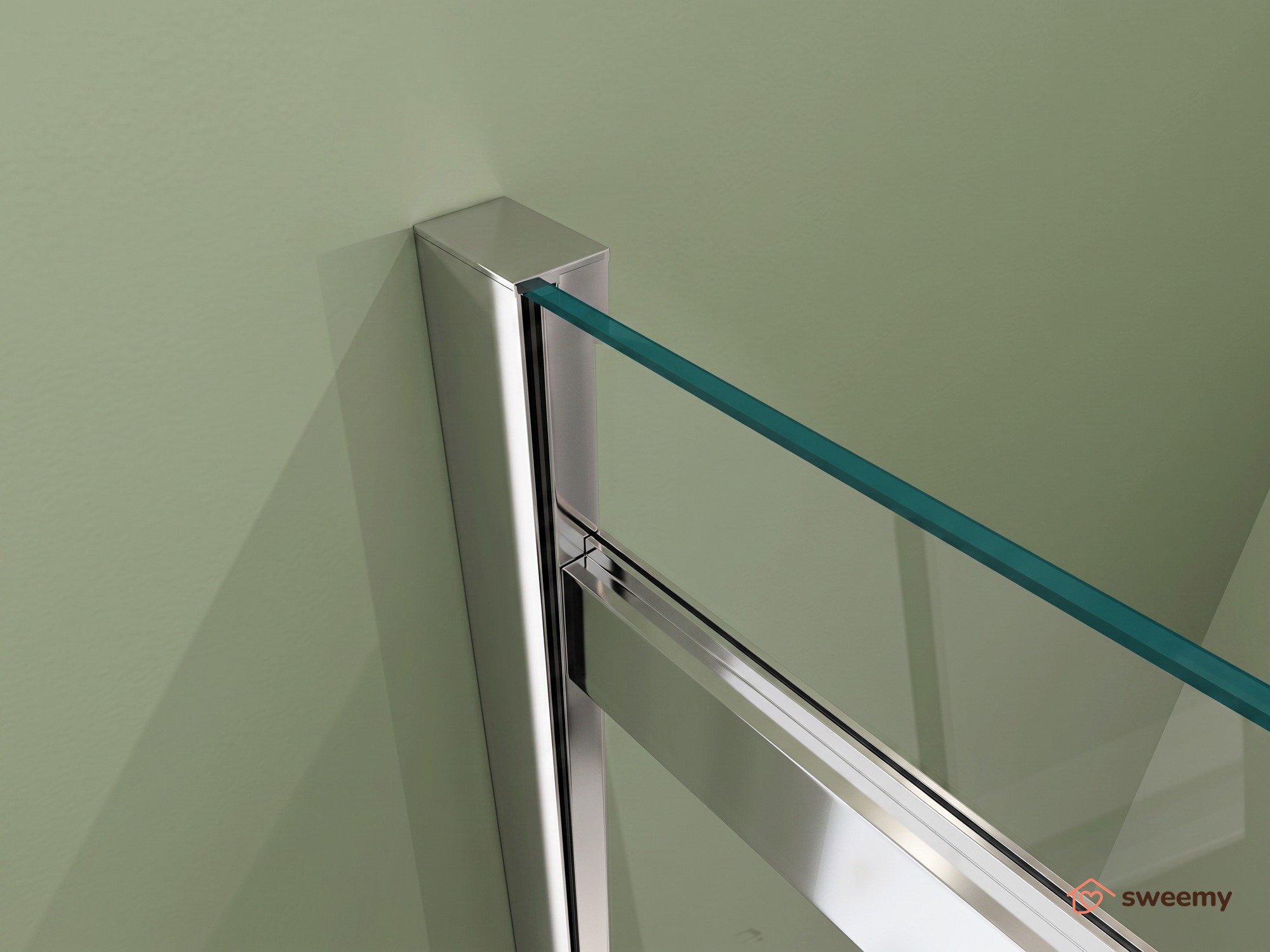 Porta doccia SWY-Boston, porta scorrevole, per nicchia, reversibile e regolabile, vetro temperato 8 mm, H 190 cm, cromo - immagine 5