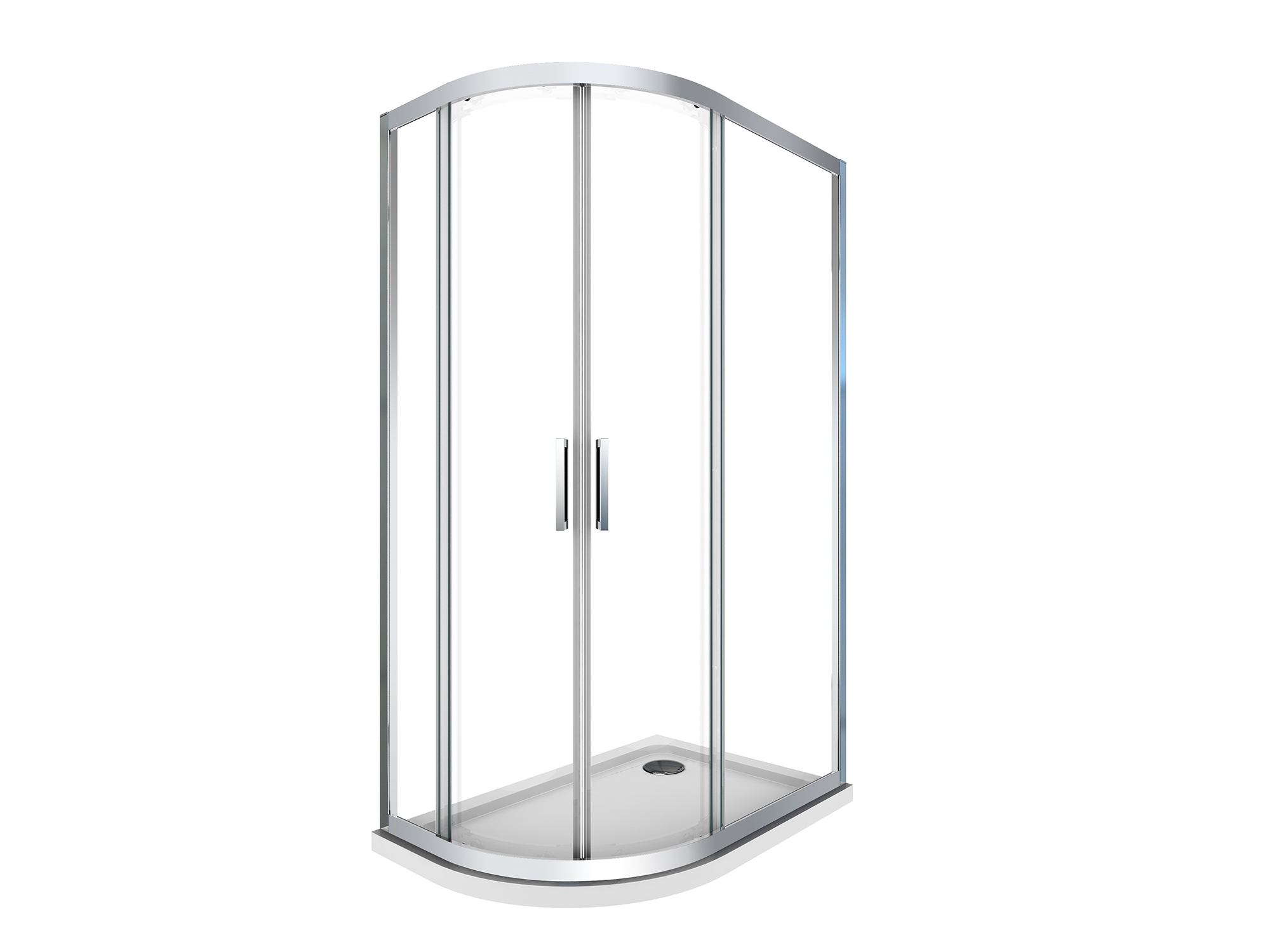 Box doccia angolare SWY-Miami, semicircolare asimmetrico, apertura destra, piatto doccia incluso, 80 x 120 cm, cromo - immagine 6