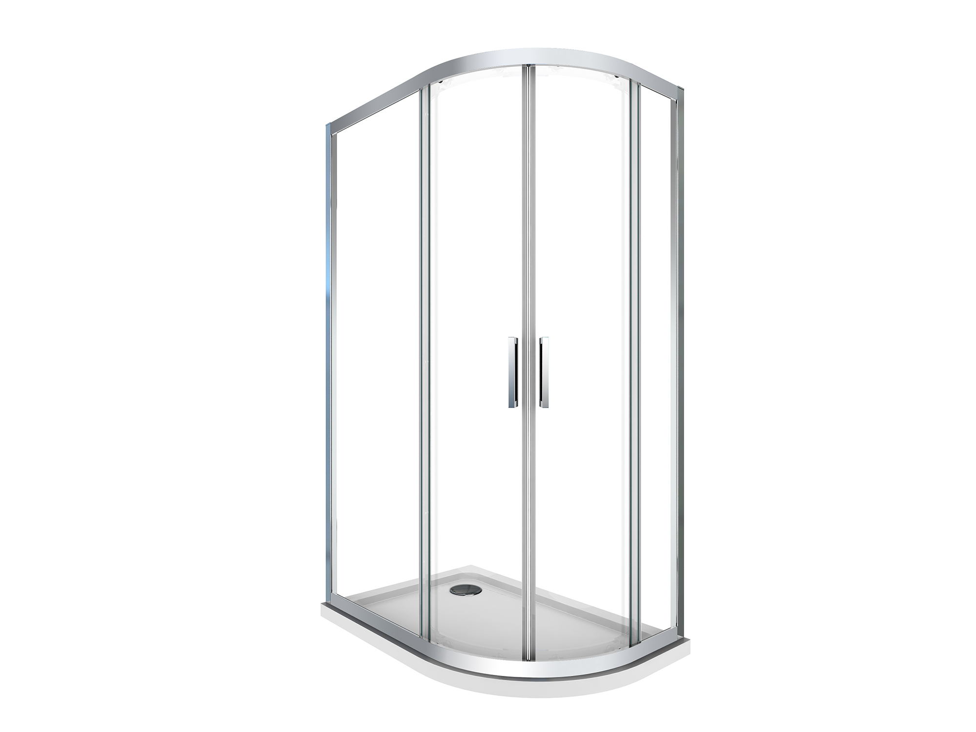 Box doccia angolare SWY-Miami, semicircolare asimmetrico, apertura sinistra, piatto doccia incluso, 80 x 120 cm, cromo - immagine 6