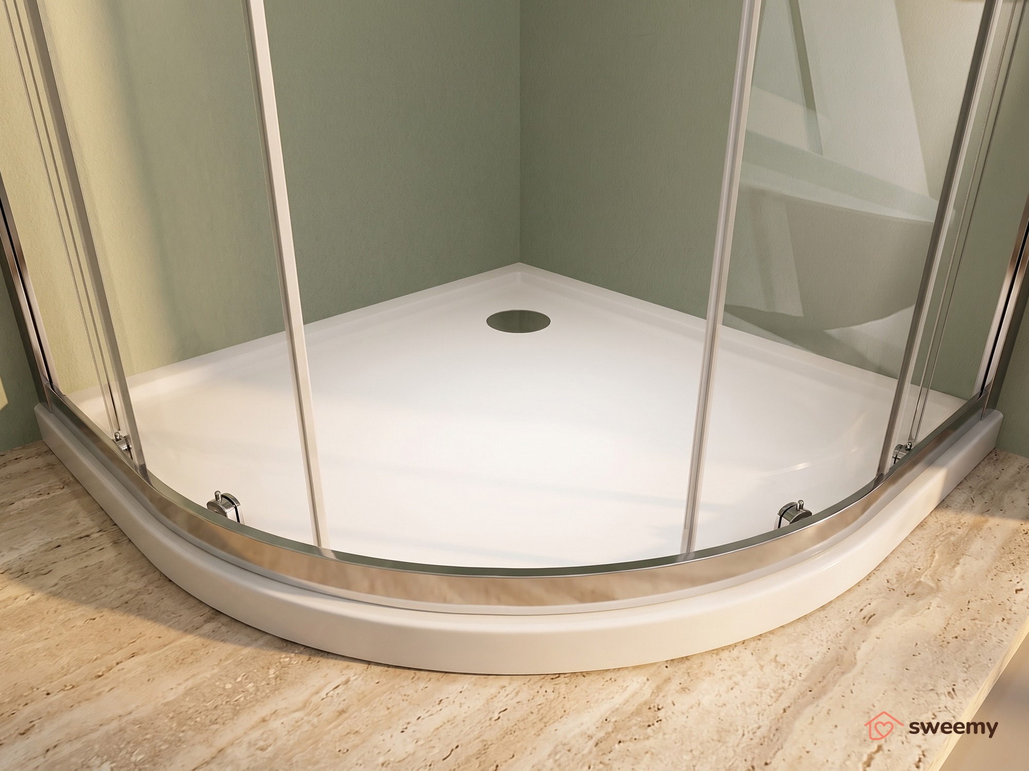 Box doccia angolare SWY-Miami, semicircolare, apertura scorrevole, reversibile, vetro temperato 6 mm, H 190 cm, cromo - immagine 2
