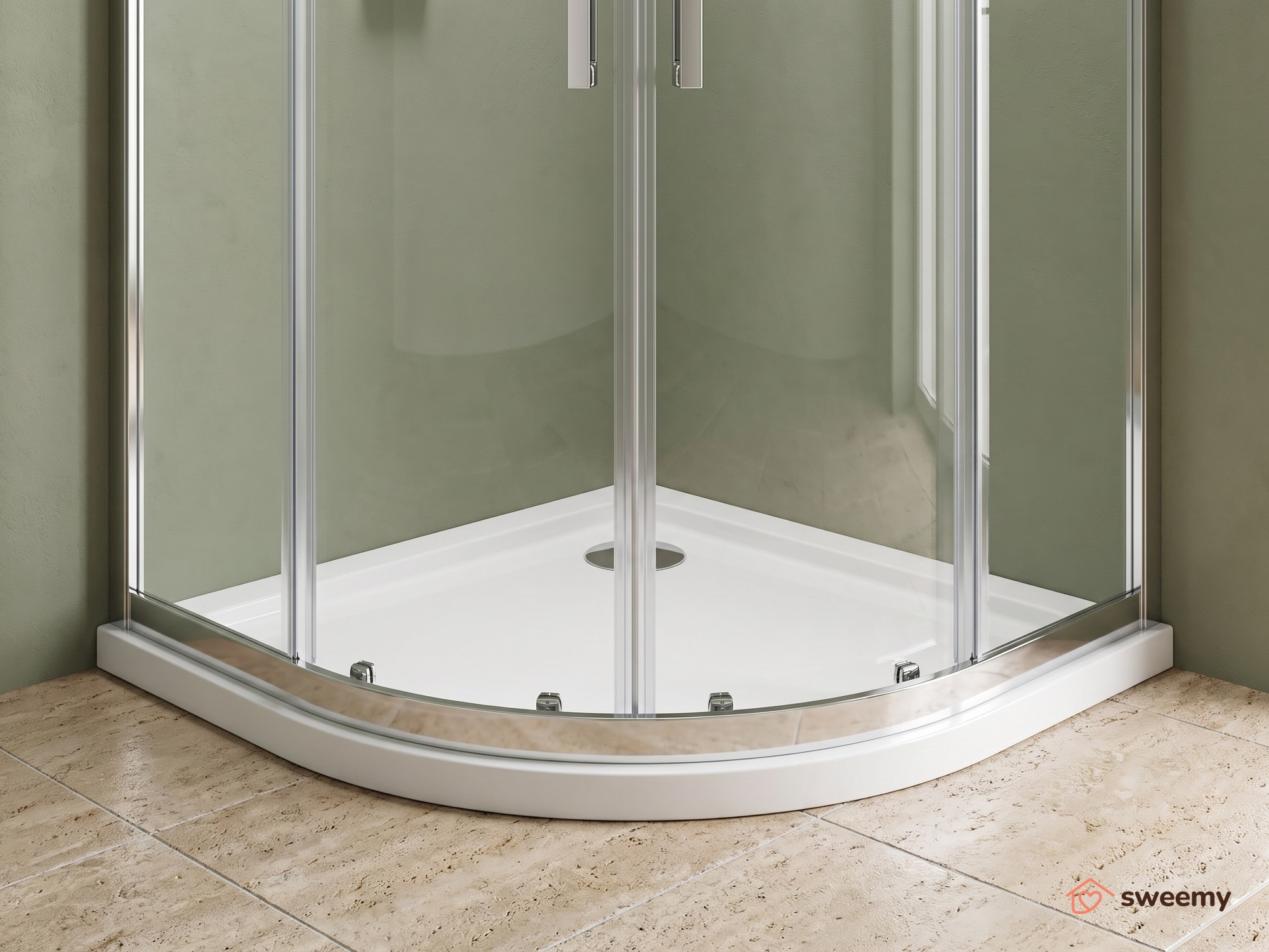 Box doccia angolare SWY-Miami, semicircolare, apertura scorrevole, reversibile, vetro temperato 6 mm, H 190 cm, cromo - immagine 4