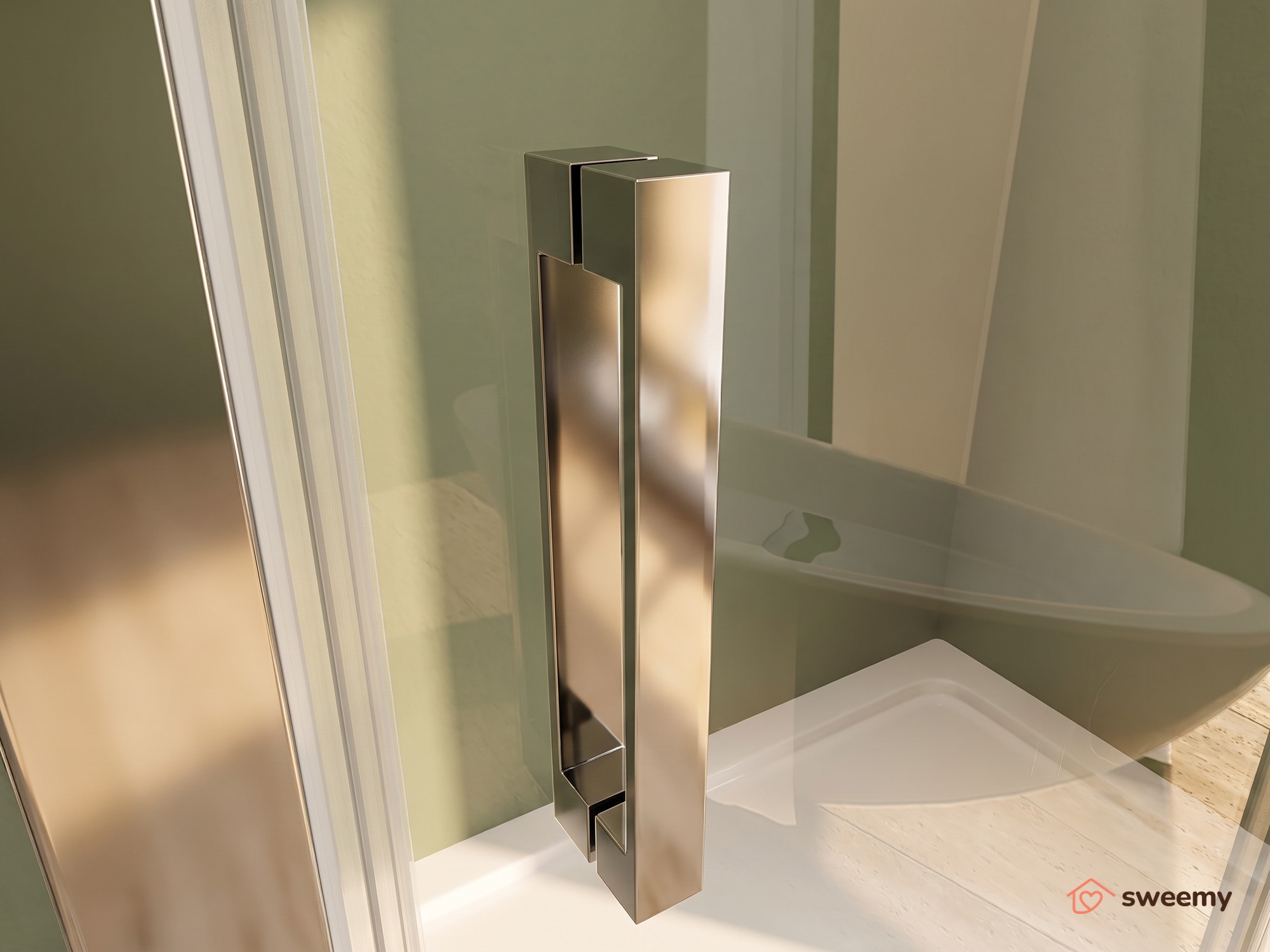 Porta doccia SWY-Detroit, porta battente con fisso in linea, per nicchia, vetro temperato 6 mm, H 190 cm, cromo - immagine 3