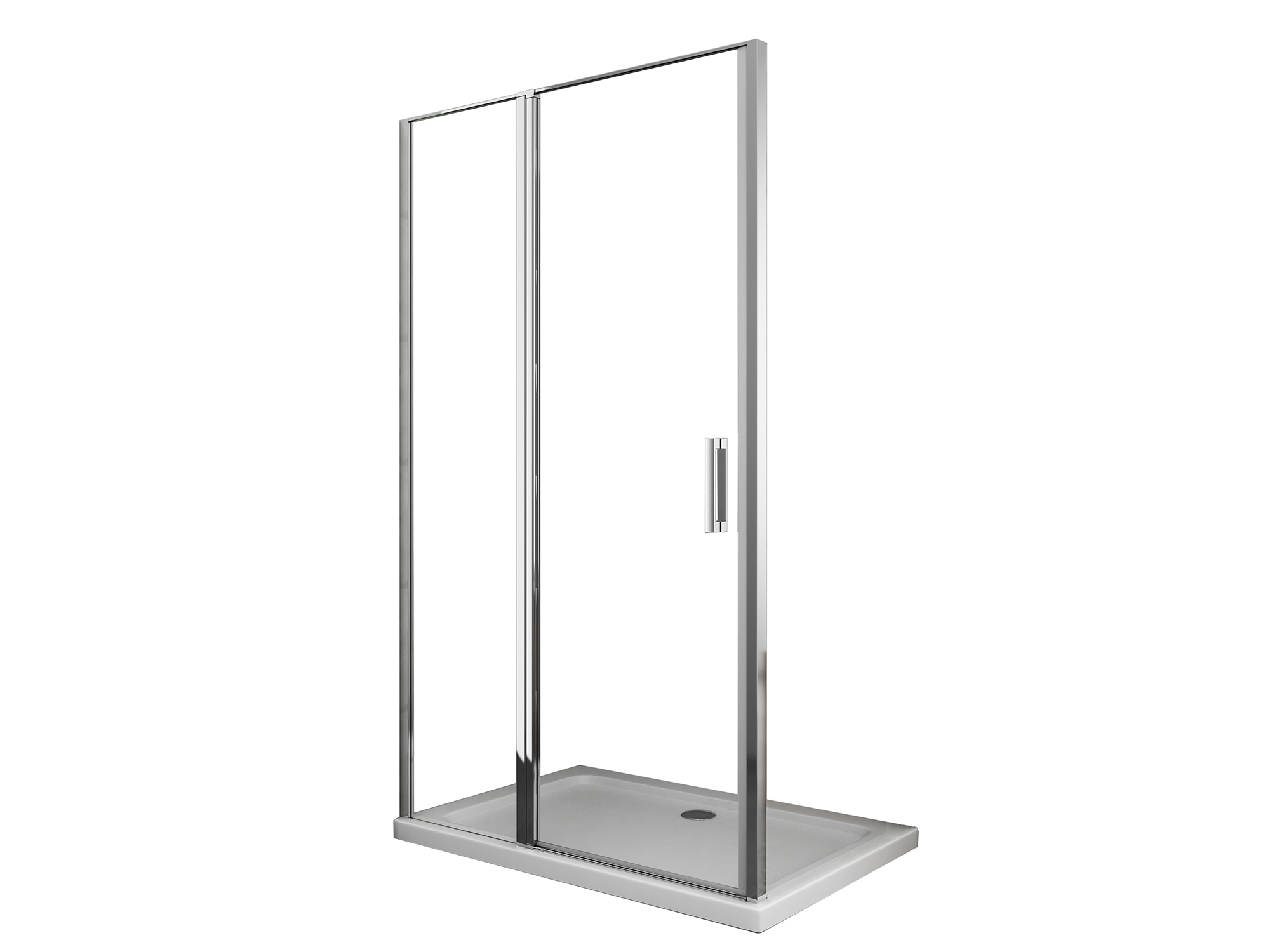 Porta doccia SWY-Detroit, porta battente con fisso in linea, per nicchia, vetro temperato 6 mm, H 190 cm, cromo - immagine 6