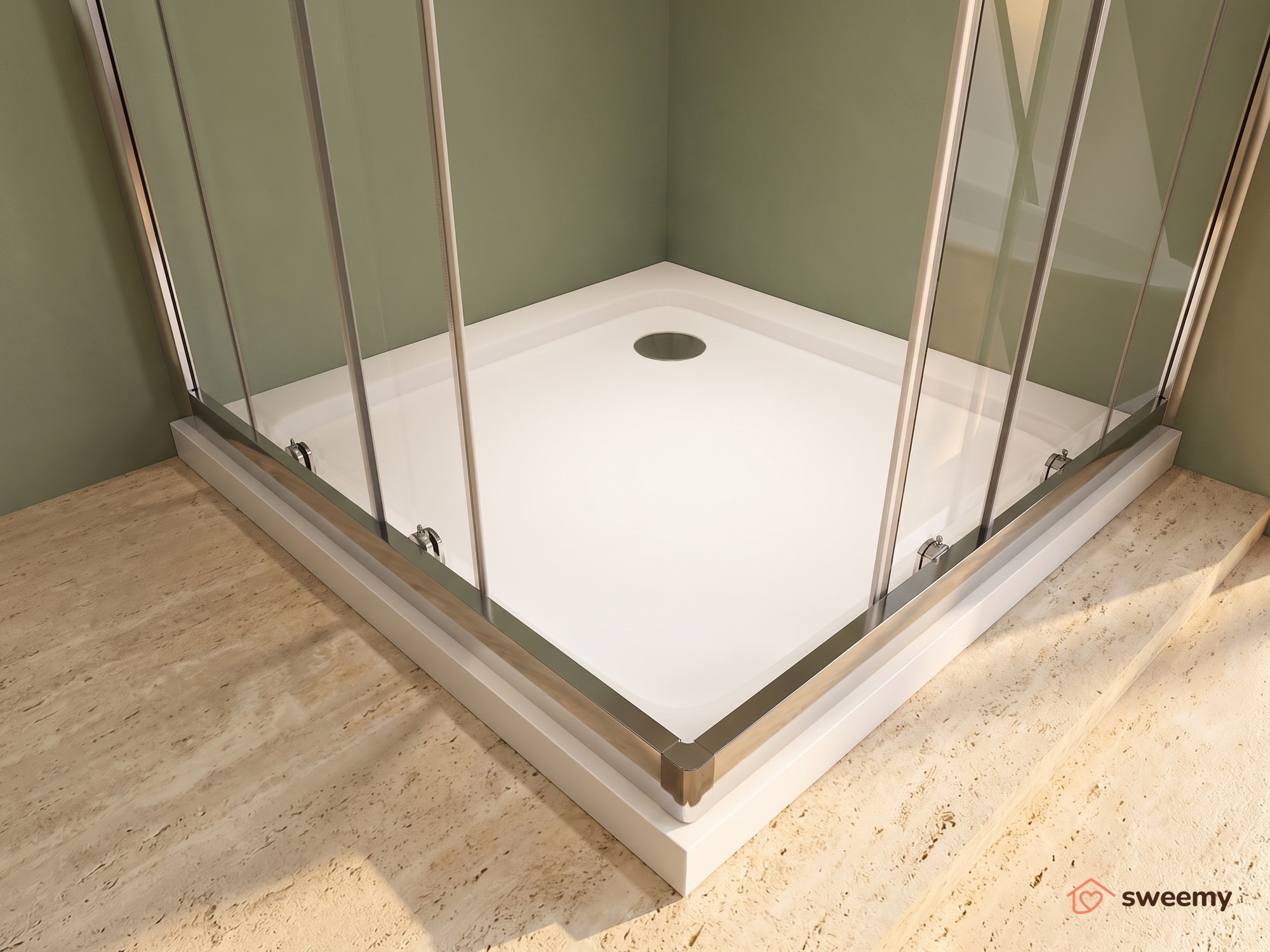 Box doccia angolare SWY-Atlanta, 2 lati scorrevoli, reversibile, vetro temperato 6 mm, H 190 cm, cromo - immagine 2