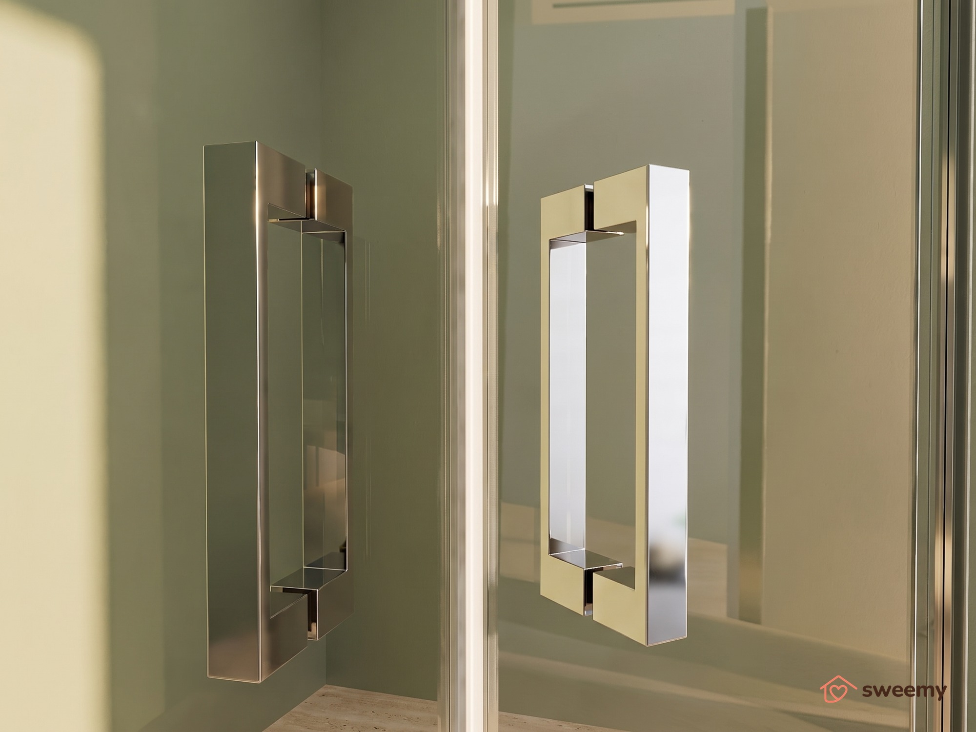 Box doccia angolare SWY-Atlanta, 2 lati scorrevoli, reversibile, vetro temperato 6 mm, H 190 cm, cromo - immagine 3