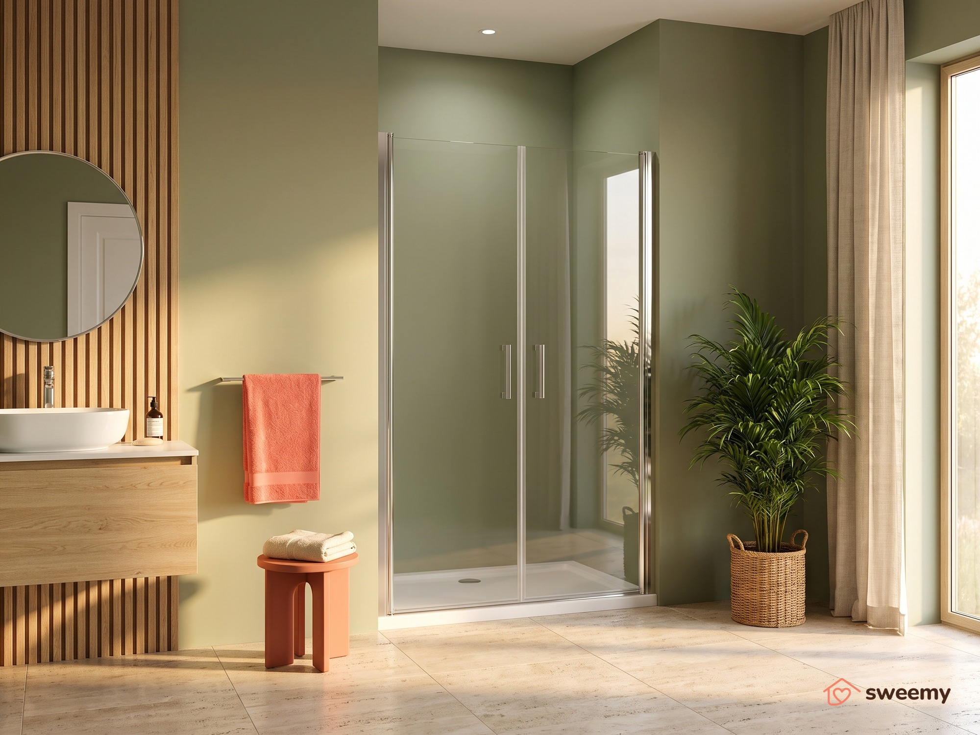 Porta doccia SWY-Houston 2L, 2 ante battenti in linea, per nicchia, easy-clean, vetro temperato 8 mm, H 200 cm, cromo - immagine 3