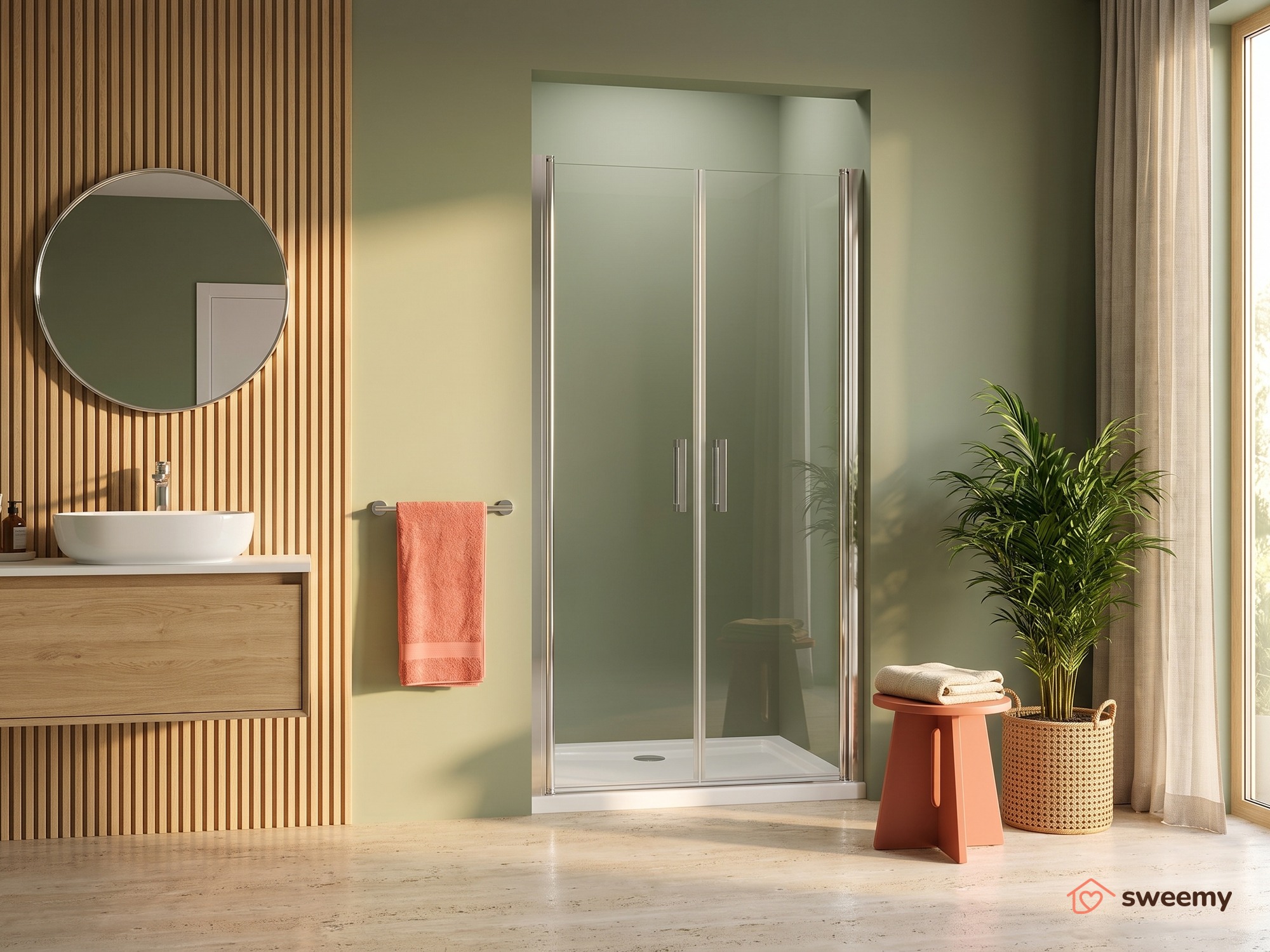 Porta doccia SWY-Houston 2L, 2 ante battenti in linea, per nicchia, easy-clean, vetro temperato 8 mm, H 200 cm, cromo - immagine 4