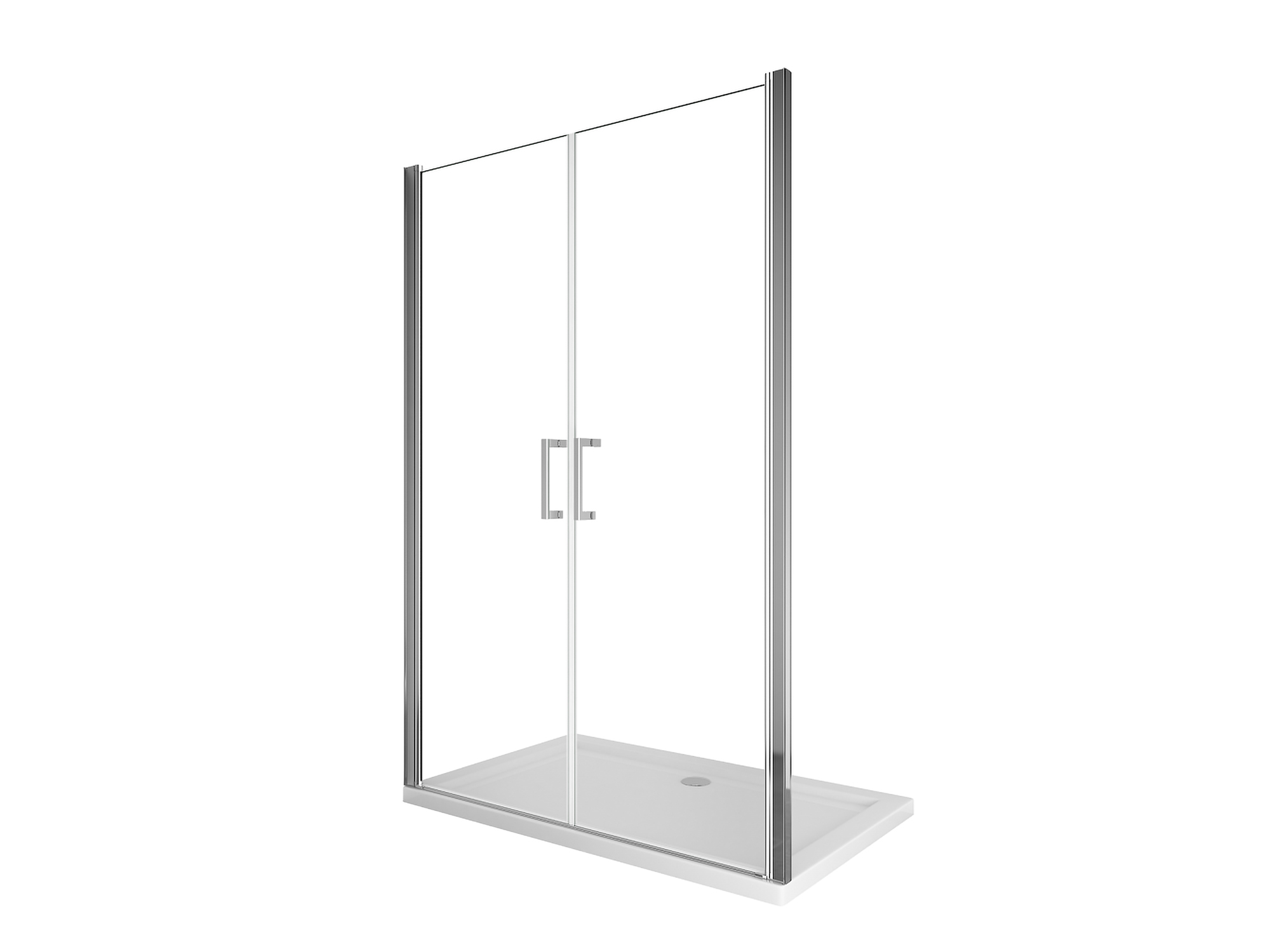 Porta doccia SWY-Houston 2L, 2 ante battenti in linea, per nicchia, easy-clean, vetro temperato 8 mm, H 200 cm, cromo - immagine 5