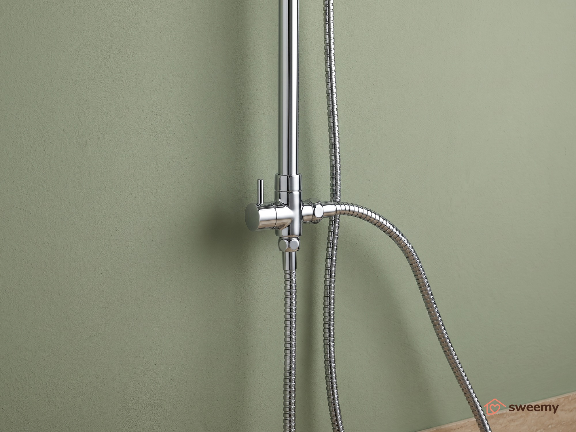 Colonna doccia SWY-Menphis, a ponte con soffione cervicale rettangolare, doccetta e flessibile, cromo - immagine 3