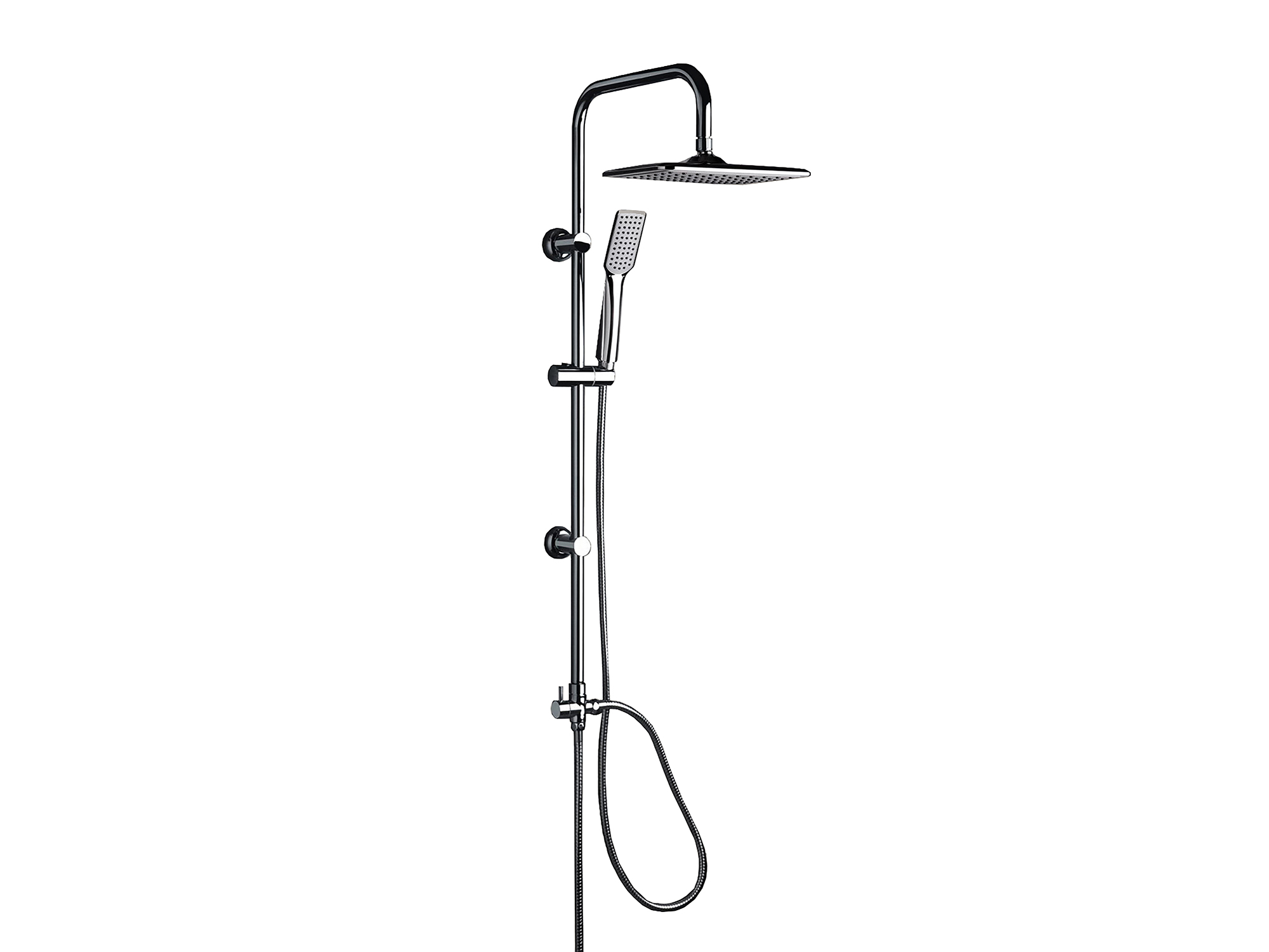 Colonna doccia SWY-Menphis, a ponte con soffione cervicale rettangolare, doccetta e flessibile, cromo - immagine 4
