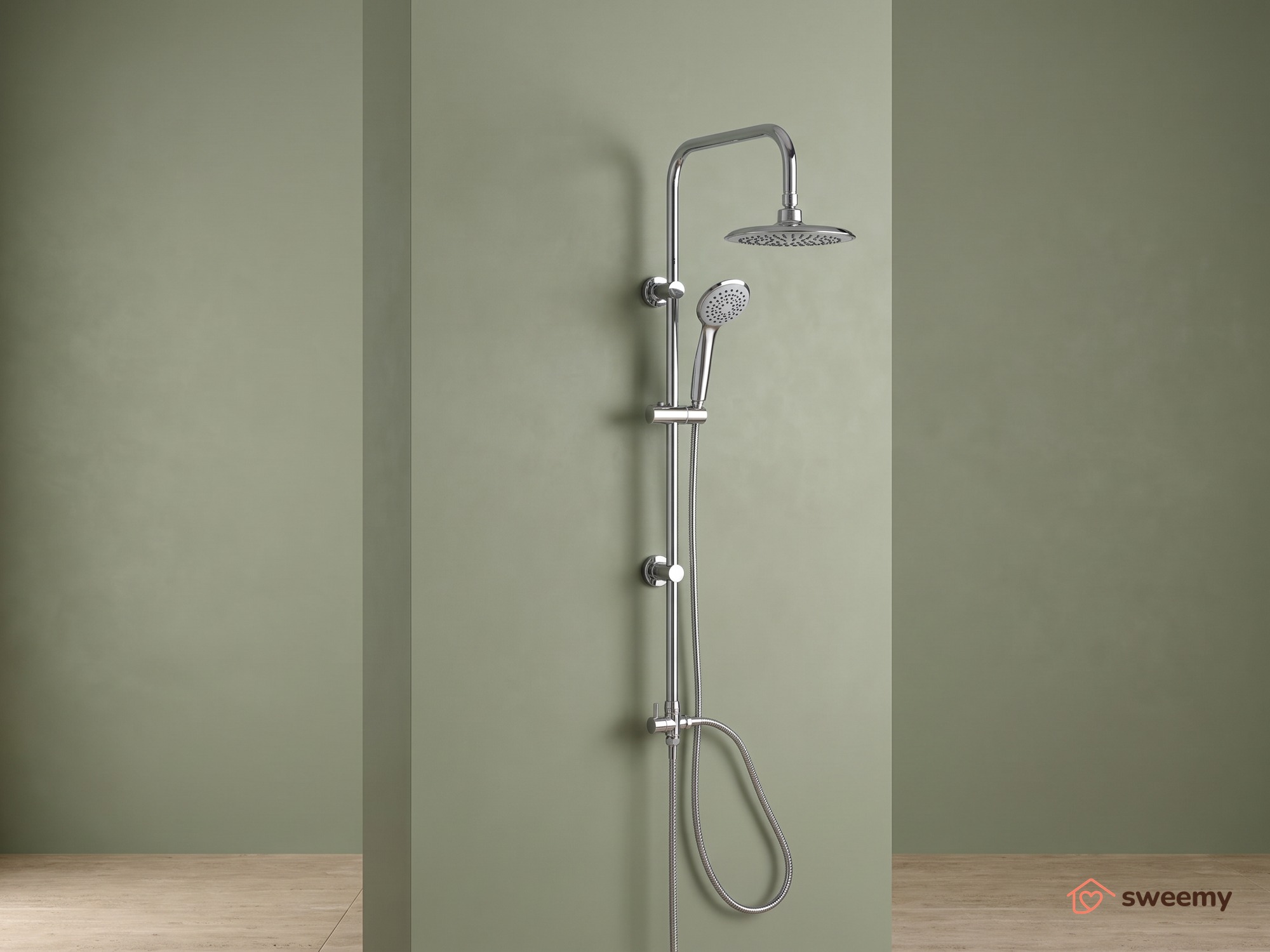Colonna doccia SWY-Portland, a ponte con soffione cervicale circolare, doccetta e flessibile, cromo