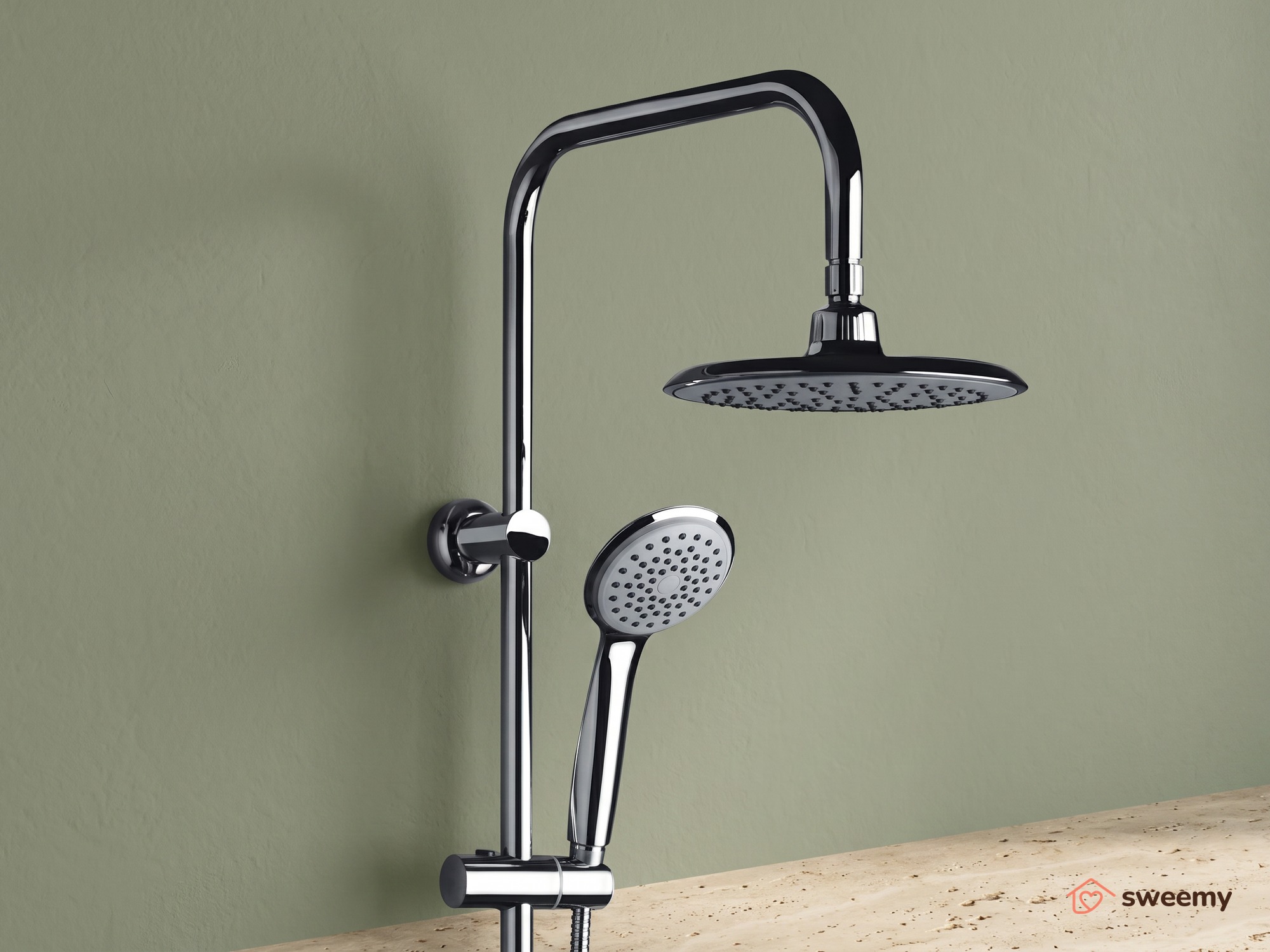 Colonna doccia SWY-Portland, a ponte con soffione cervicale circolare, doccetta e flessibile, cromo - immagine 2