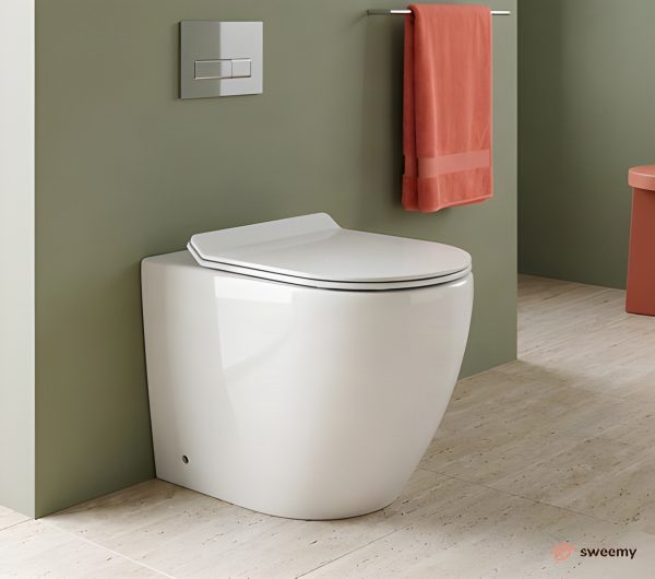 WC a terra SWY-Bent, rimless senza brida, filo muro, coprivaso soft close incluso