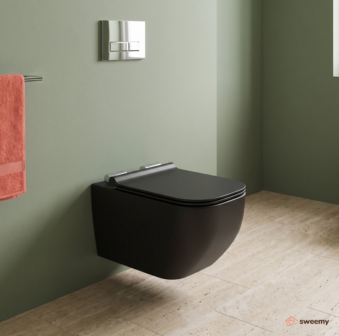 WC sospeso SWY-New Edge, rimless senza brida, dimensioni ridotte, coprivaso soft close - immagine 4
