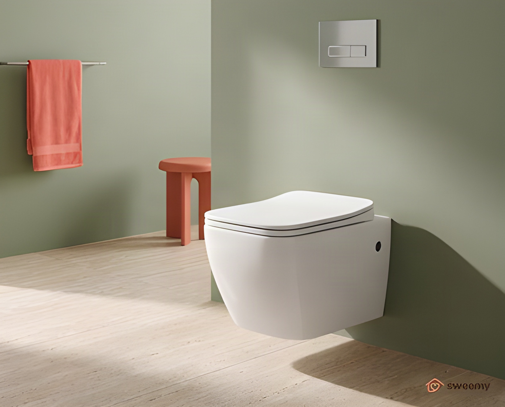 WC sospeso SWY-New Edge, rimless senza brida, dimensioni ridotte, coprivaso soft close