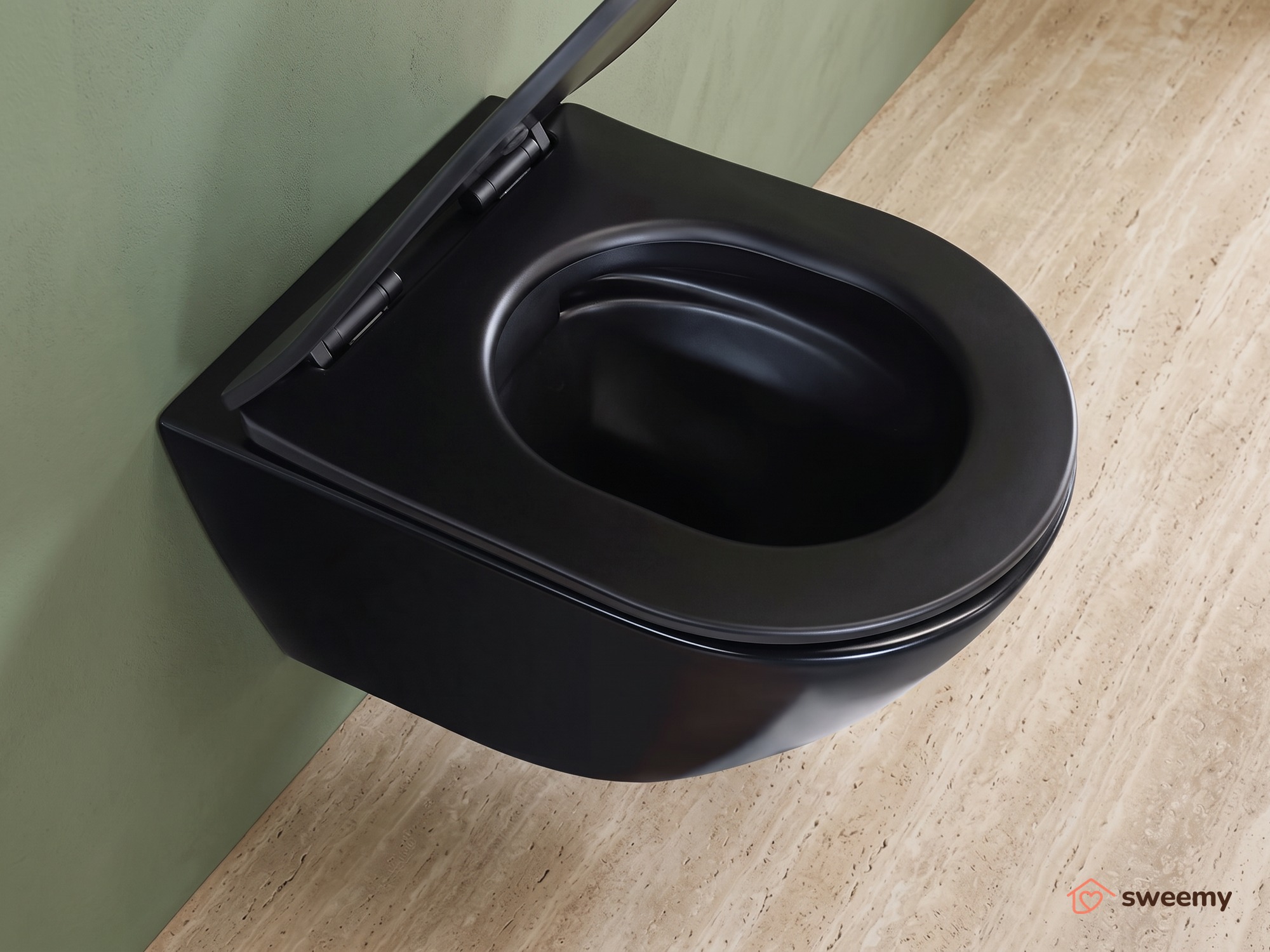 Coppia sanitari sospesi SWY-New Bent, rimless senza brida, dimensioni ridotte, coprivaso soft close - immagine 9