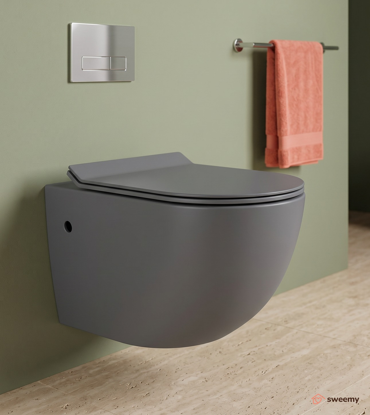 WC sospeso SWY-New Bent, rimless senza brida, dimensioni ridotte, coprivaso soft close - immagine 7