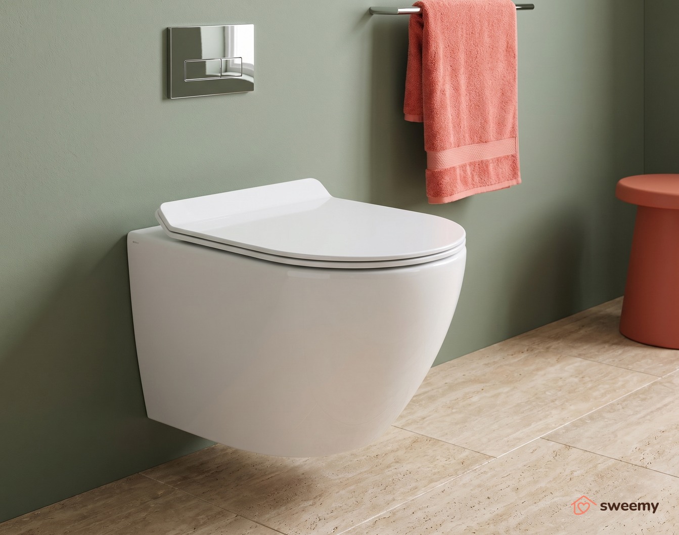 WC sospeso SWY-New Bent, rimless senza brida, dimensioni ridotte, coprivaso soft close