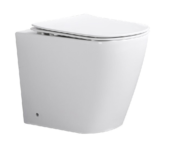 WC a terra SWY-Moon, rimless senza brida, filo muro, coprivaso soft close incluso, profondità 53 cm, bianco lucido - immagine 3
