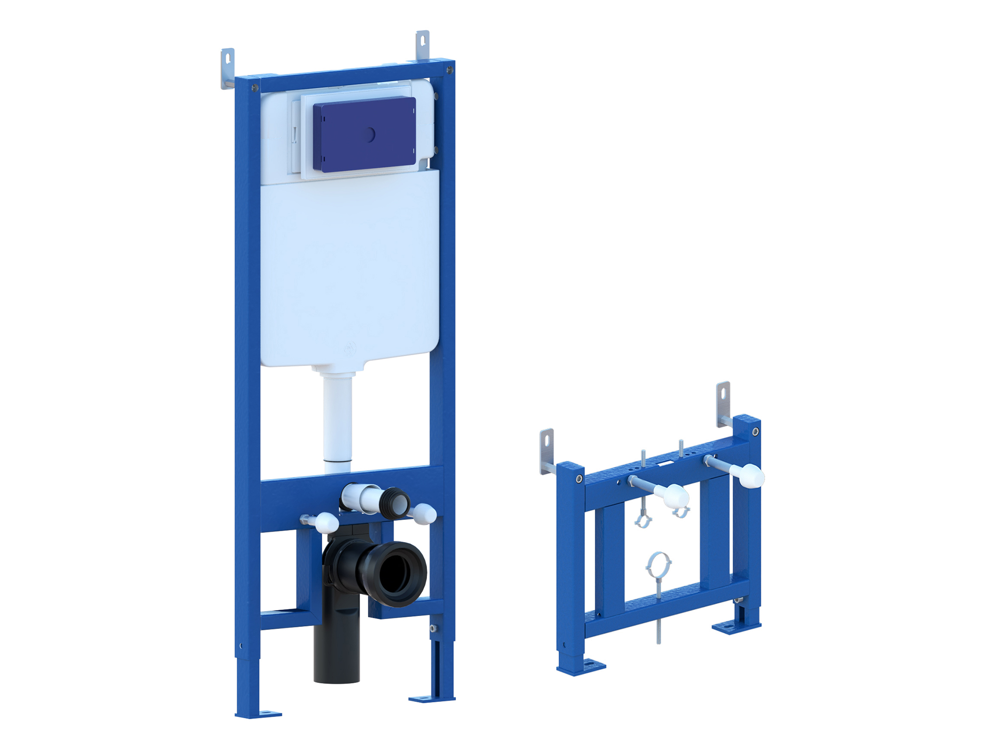 Set telaio a incasso per WC e bidet sospesi SWY-Tecno, autoportante, cassetta a incasso e placca in acciaio inox a doppio pulsante, acciaio inox - immagine 3