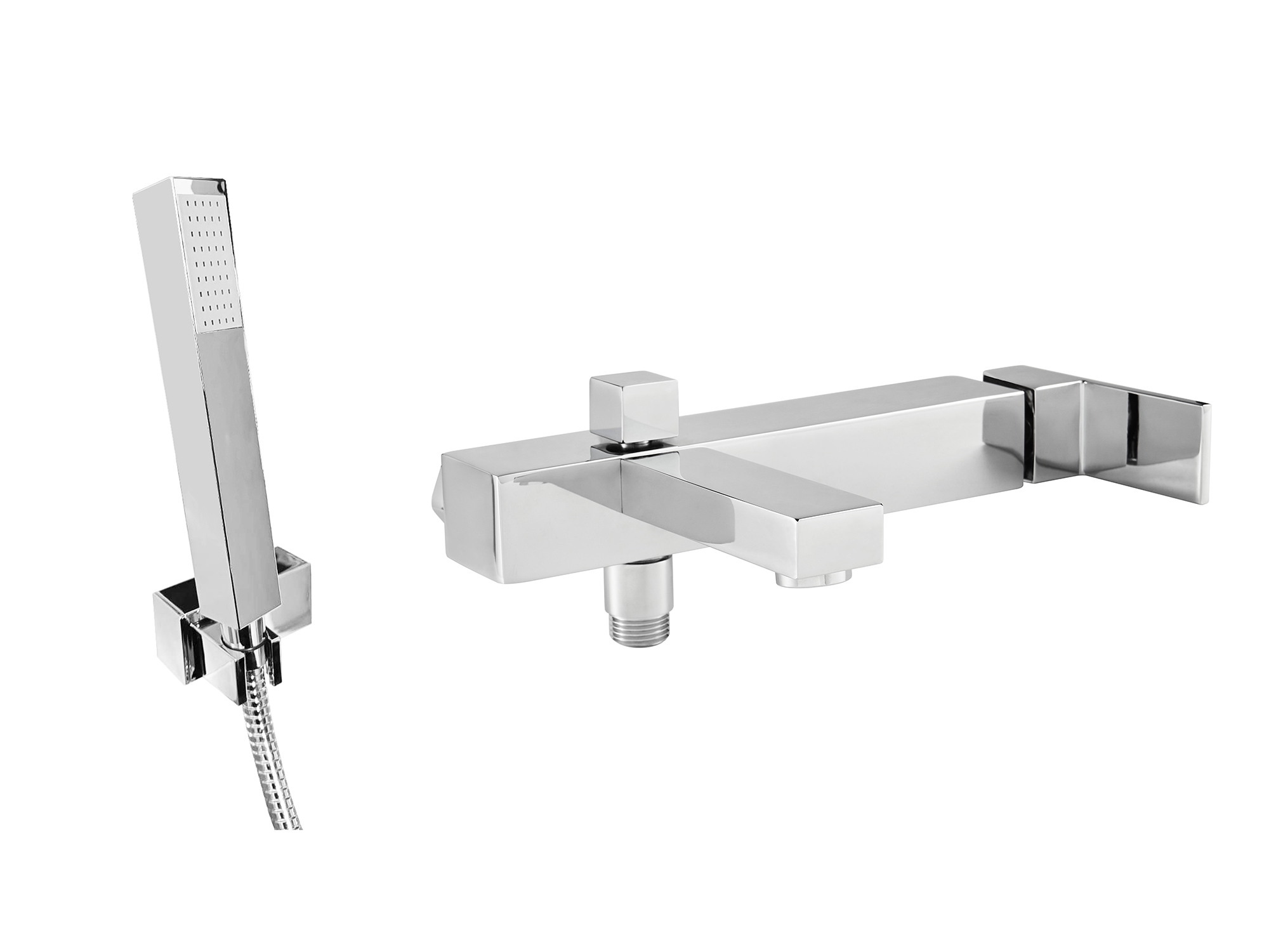 Gruppo vasca esterno SWY-Quadra, design squadrato, piletta click clack inclusa, cromo