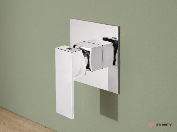 Miscelatore doccia da incasso SWY-Quadra, design squadrato, cartuccia ceramica, cromo