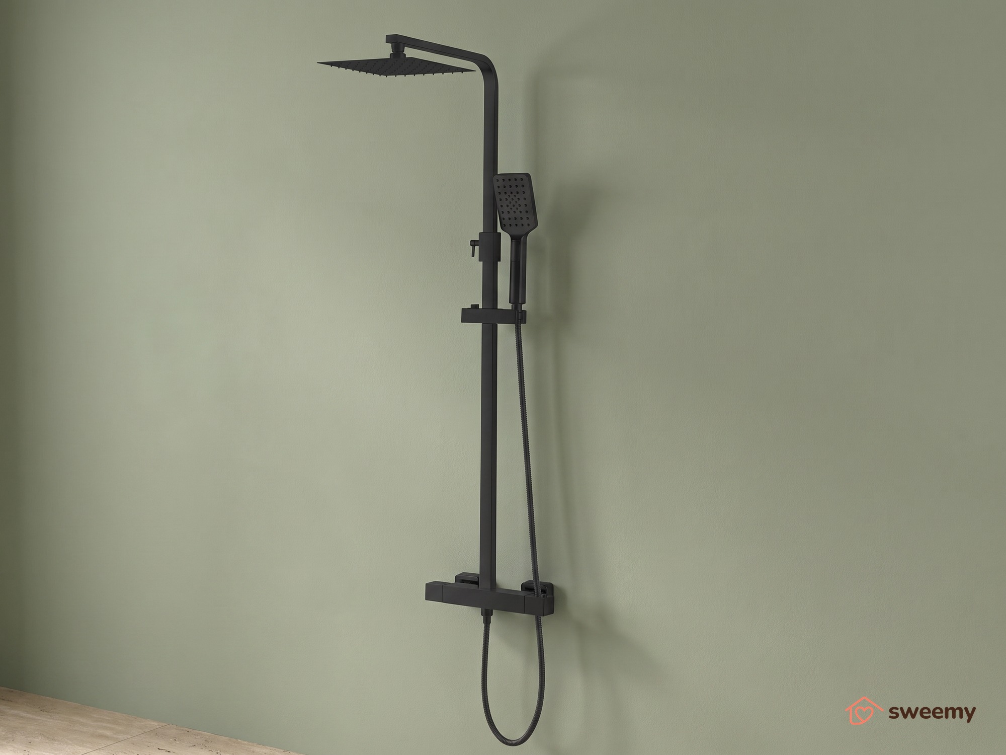 Colonna doccia SWY-Baltimora, termostatica, canna regolabile, soffione slim, doccetta e flessibile - immagine 6