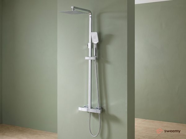 Colonna doccia SWY-Baltimora, termostatica, canna regolabile, soffione slim, doccetta e flessibile