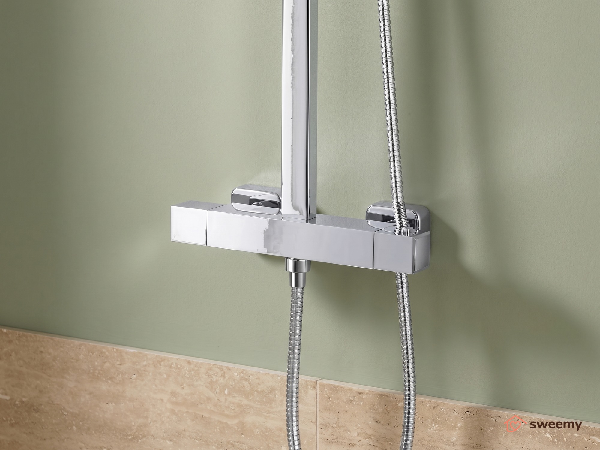 Colonna doccia SWY-Baltimora, termostatica, canna regolabile, soffione slim, doccetta e flessibile - immagine 3