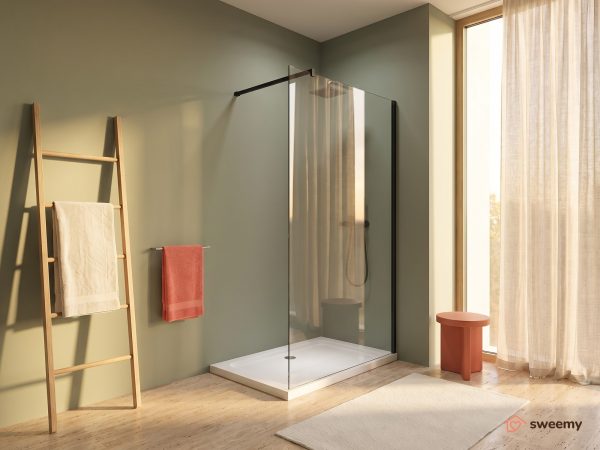 Parete doccia walk-in SWY-Filadelfia, lastra unica, ingresso libero, easy-clean, vetro temperato 8 mm, H 200 cm