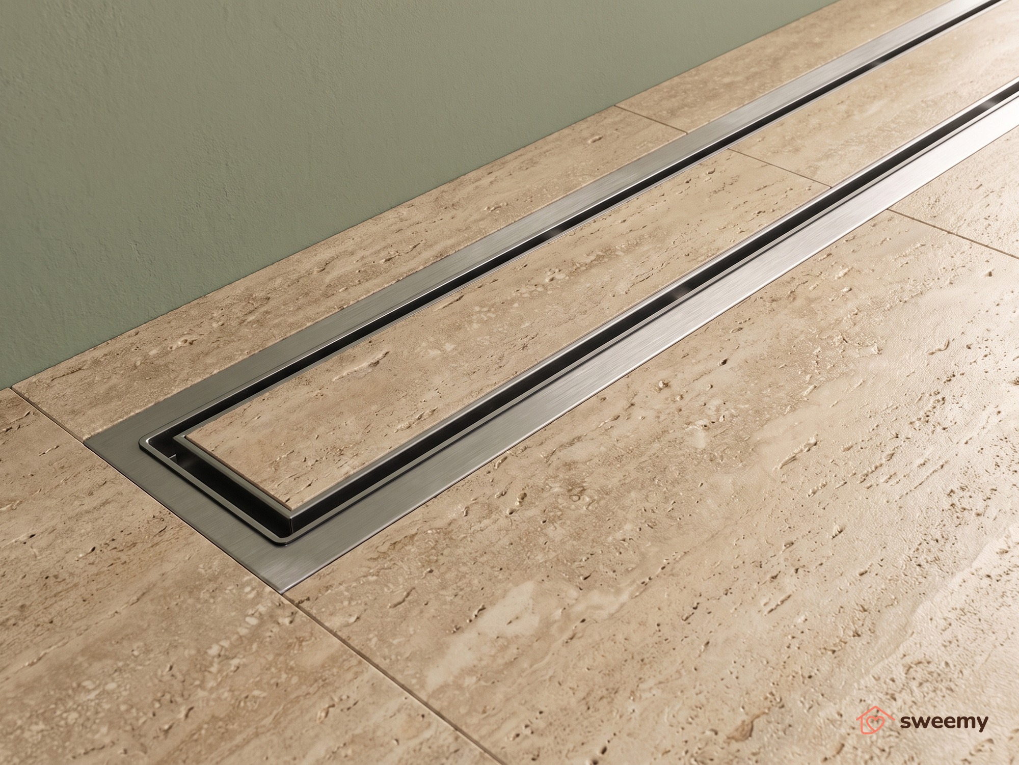 Canalina di scarico per doccia SWY-Linea, in acciaio inox, per installazione a pavimento