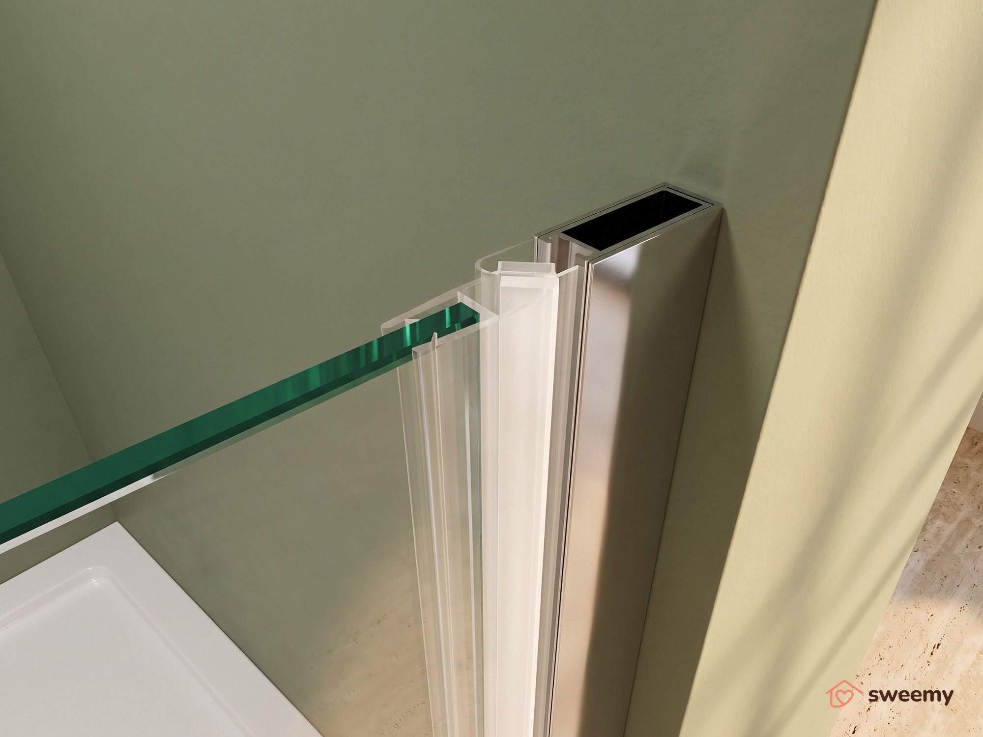 Porta doccia SWY-Caracas, porta a libro pieghevole, per nicchia, reversibile, vetro temperato 6 mm, H 190 cm, cromo - immagine 3