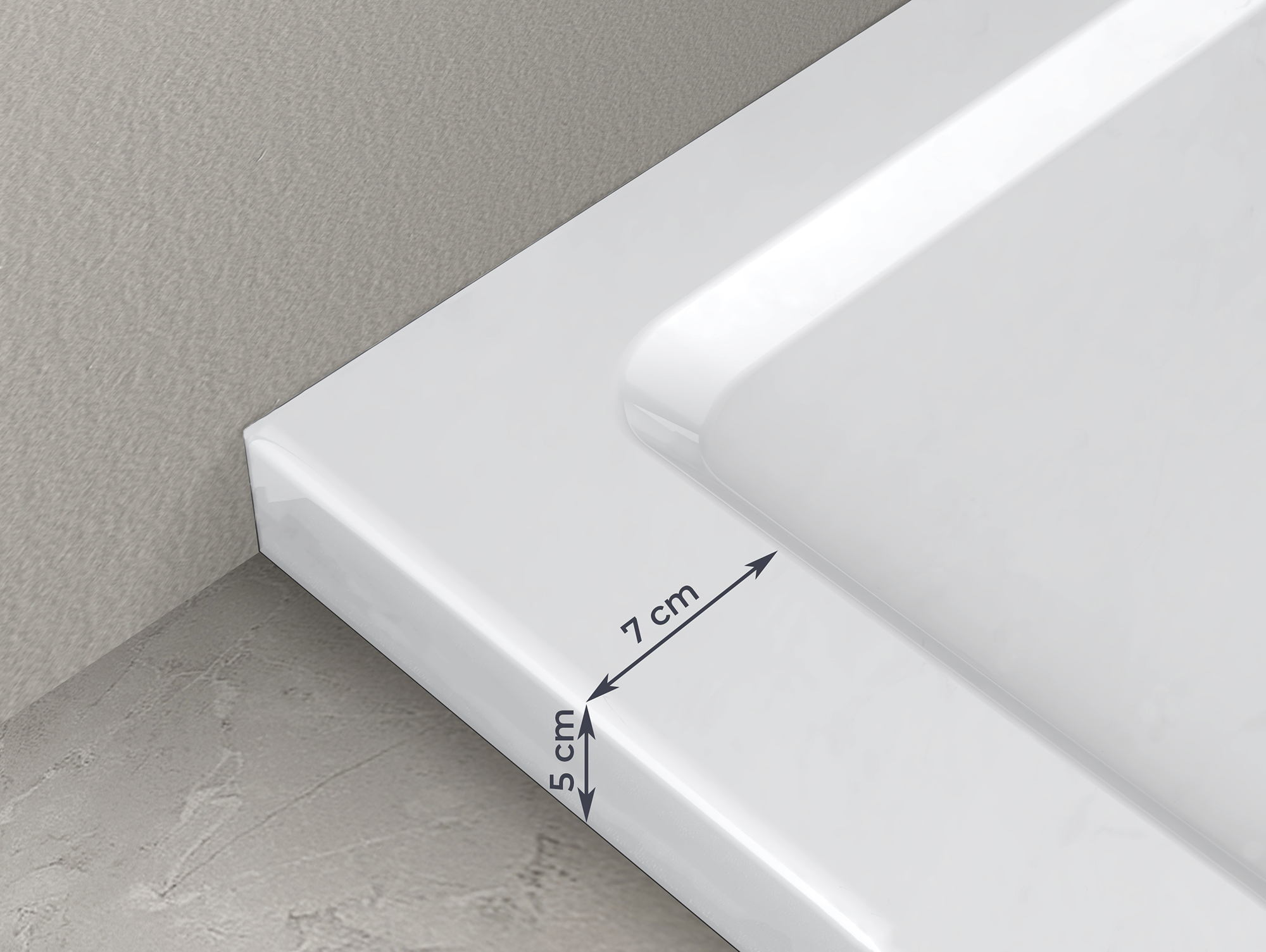 Piatto doccia SWY-Easy, semicircolare ribassato in ABS, H 5 cm, piletta inclusa, bianco lucido - immagine 5