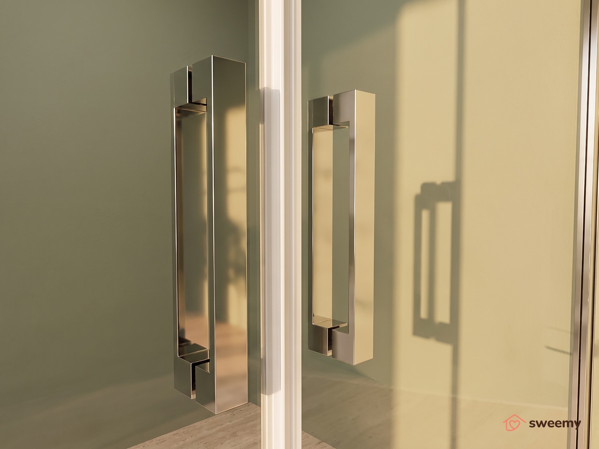 Porta doccia SWY-Texas, porta battente saloon, dentro e fuori, per nicchia, vetro temperato 6 mm, H 190 cm, cromo - immagine 4