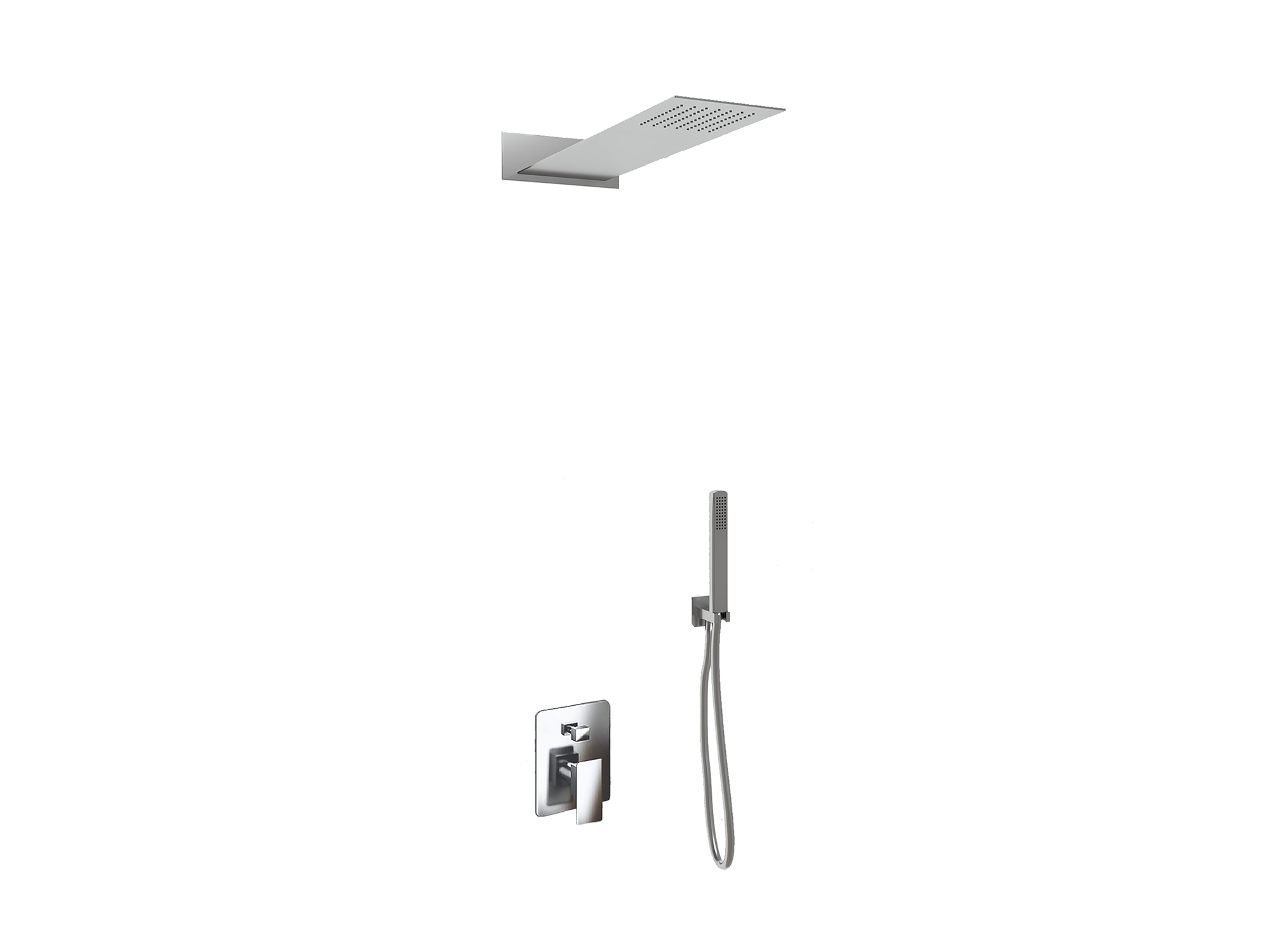 Kit doccia SWY-Inox Slim, 2 vie, presa acqua, flessibile e doccetta inclusi, soffione rettangolare 55 x 23 cm, acciaio inox - immagine 6
