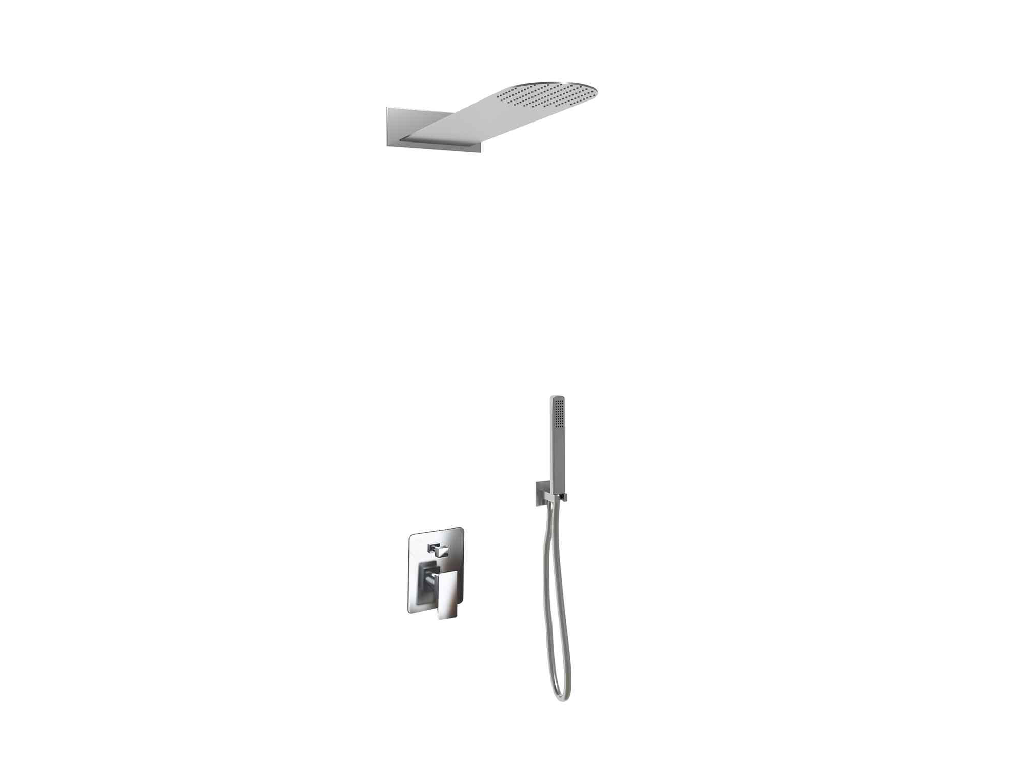Kit doccia SWY-Inox Slim, 2 vie, presa acqua, flessibile e doccetta inclusi, soffione tondo 55 x 23 cm, acciaio inox - immagine 6