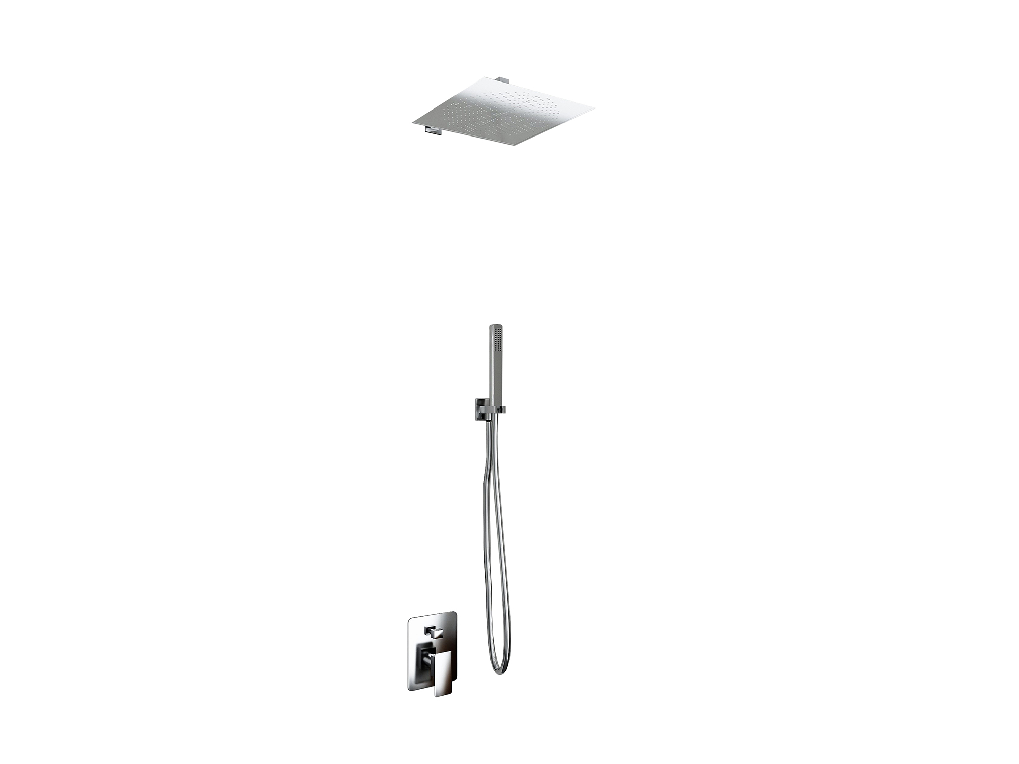 Kit doccia SWY-Inox Slim, 2 vie, braccio da parete, presa acqua, flessibile e doccetta inclusi, acciaio inox - immagine 6