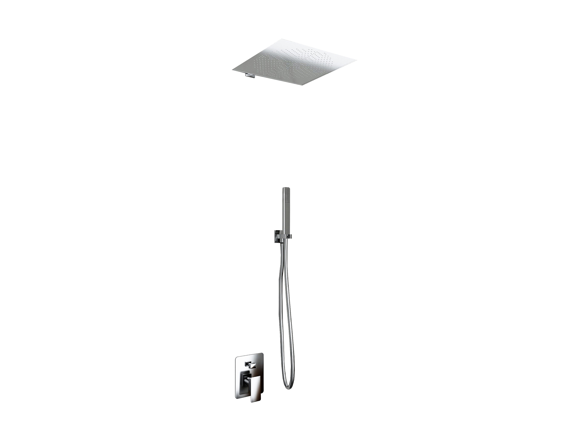 Kit doccia SWY-Inox Slim, 2 vie, braccio da parete, presa acqua, flessibile e doccetta inclusi, acciaio inox - immagine 12