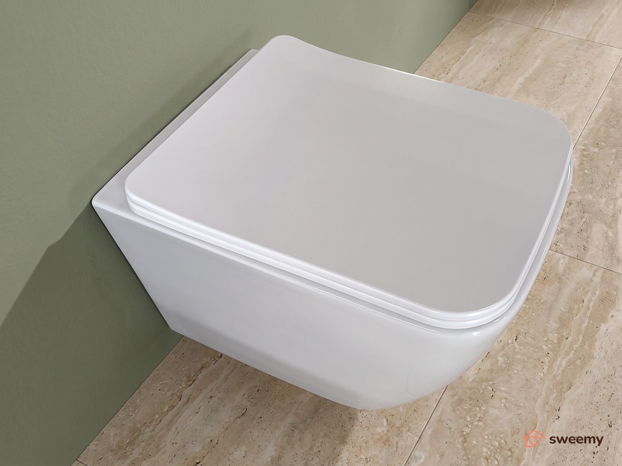 Coppia sanitari sospesi SWY-New Edge, rimless senza brida, dimensioni ridotte, coprivaso soft close - immagine 8